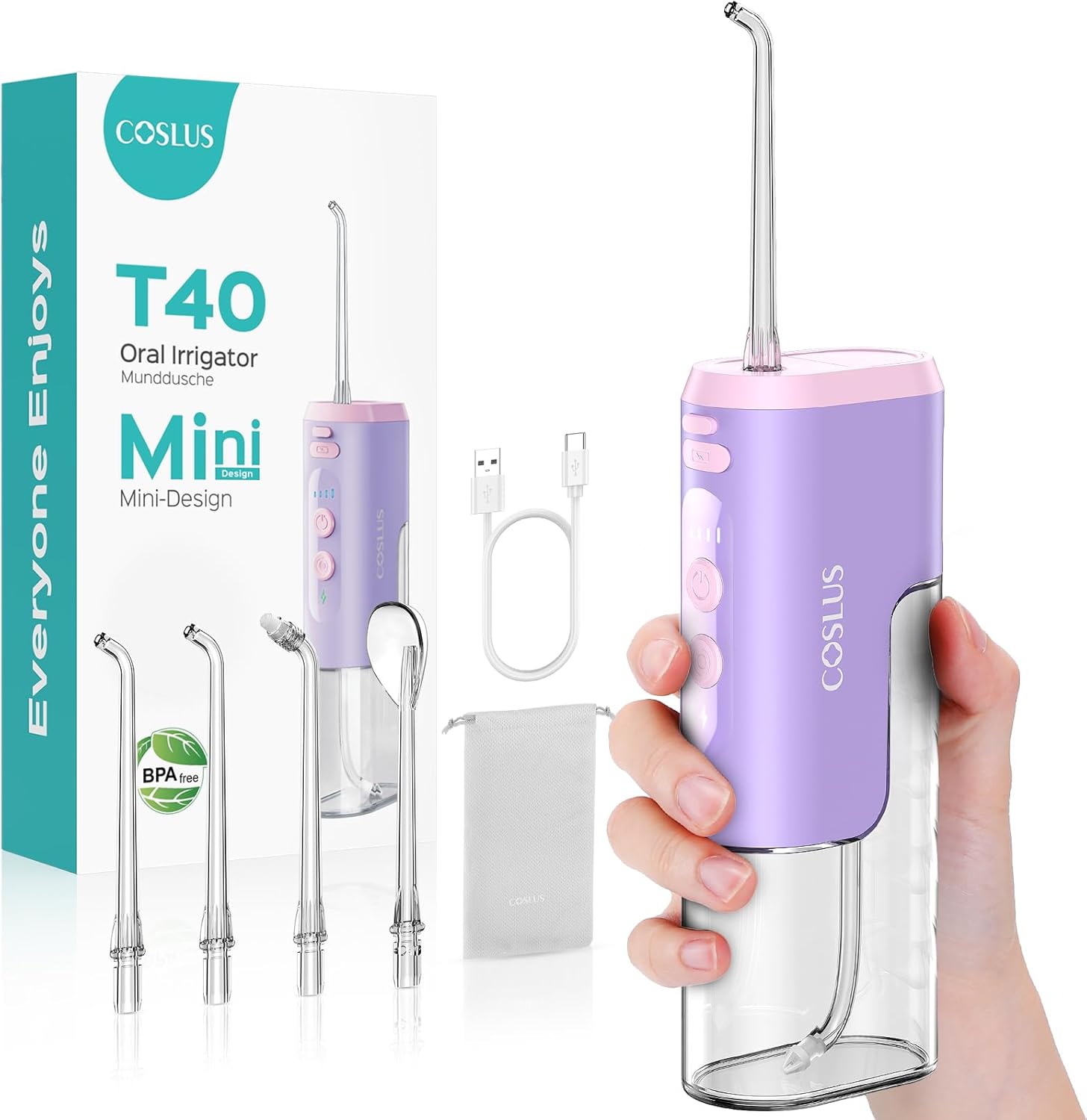 COSLUS Water Dental Flosser Pick: Cordless Portable Mini Water Tooth Picks, Trav...