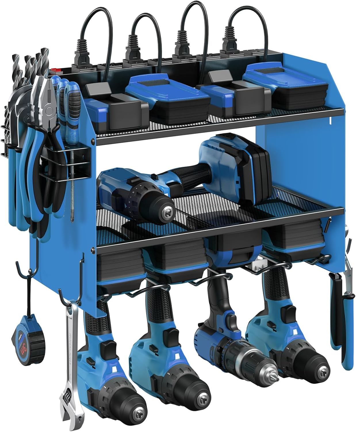 CCCEI Modular Power Tool Organizer Wall Mount with Charging Station. Garage 4 Dr...