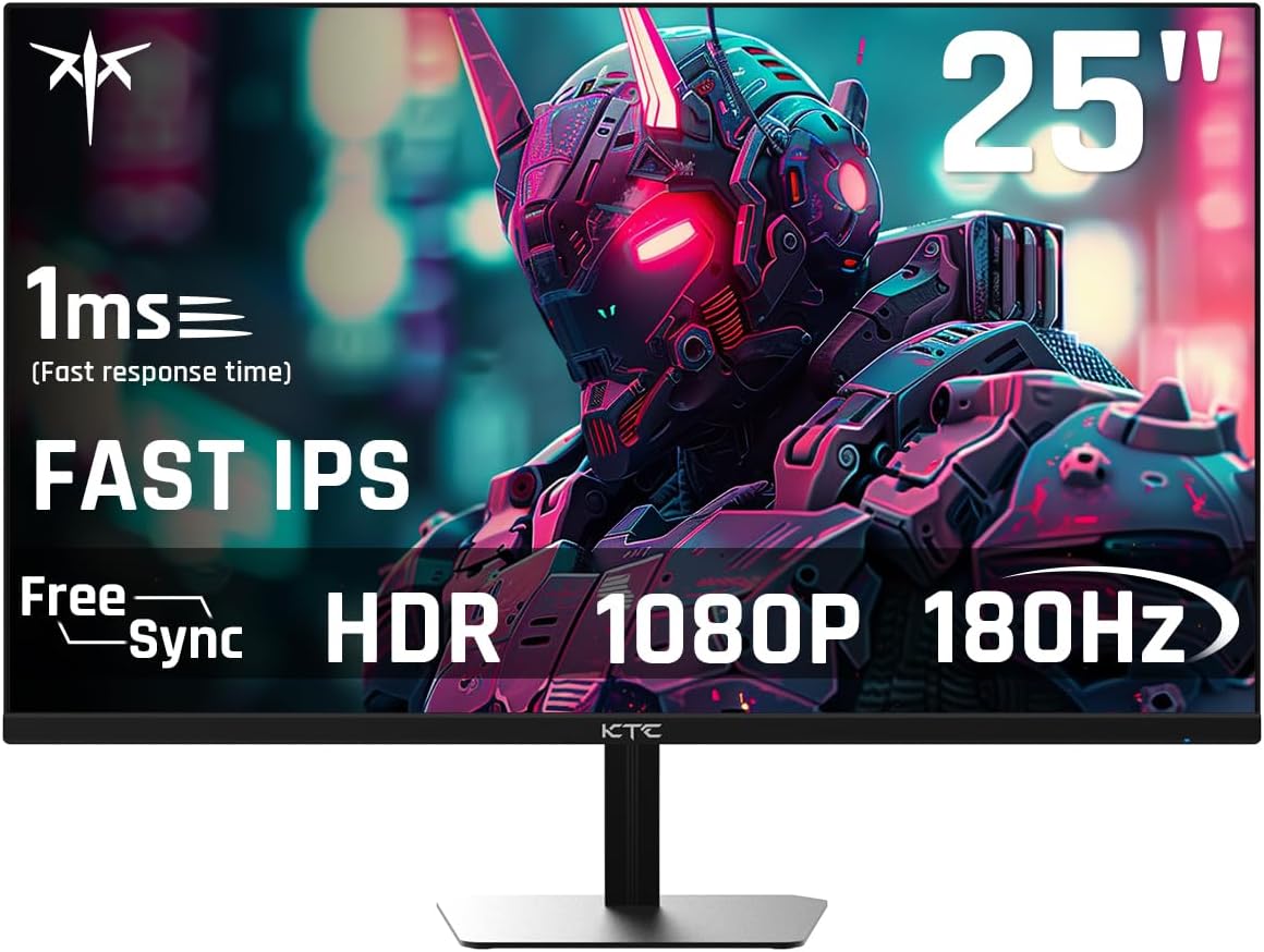 KTC 24.5'' Gaming Monitor, FHD 1080P 180Hz Fast IPS 128% sRGB Frameless Computer...