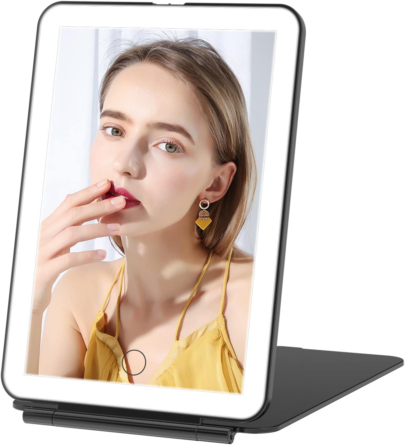 FUNTOUCH Rechargeable Travel Makeup Mirror with 72 Led Lights, Portable Lighted...