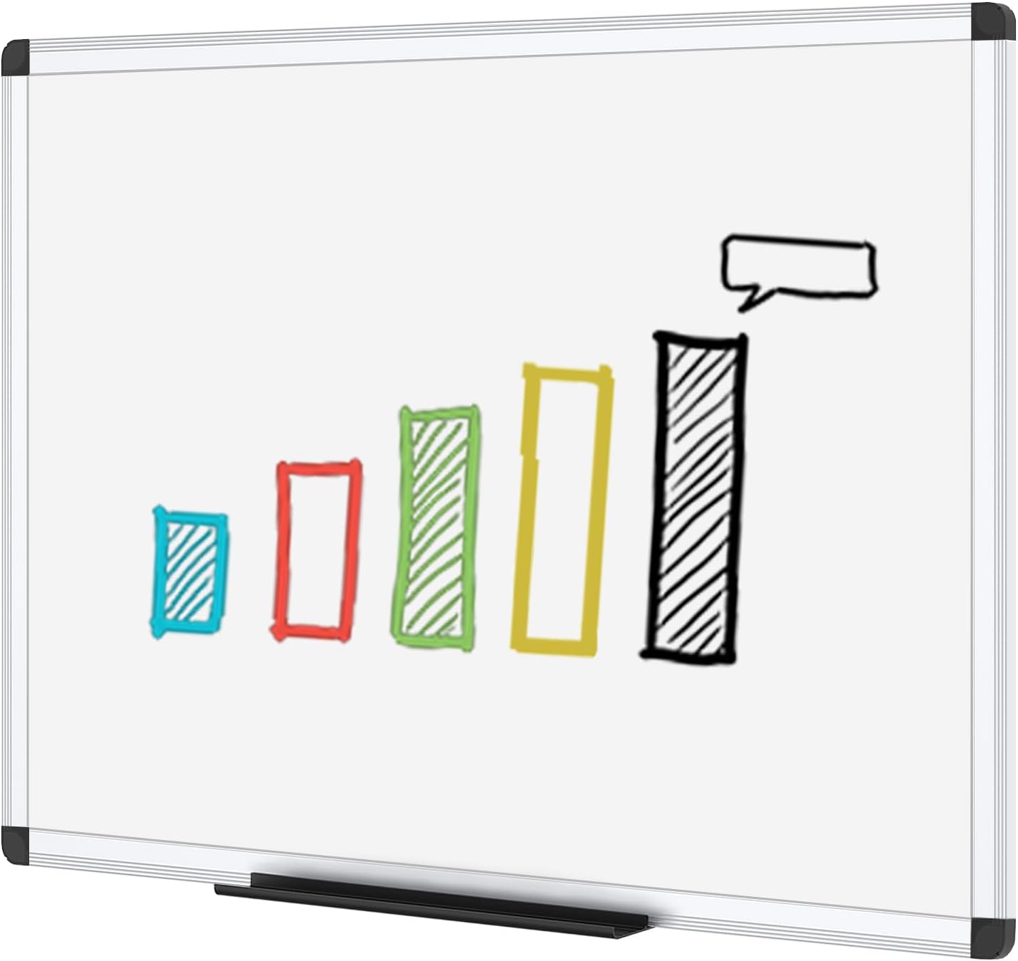 VIZ-PRO Dry Wipe Whiteboard 120 x 90 cm, Dry Erase White Board with Silver Alumi...