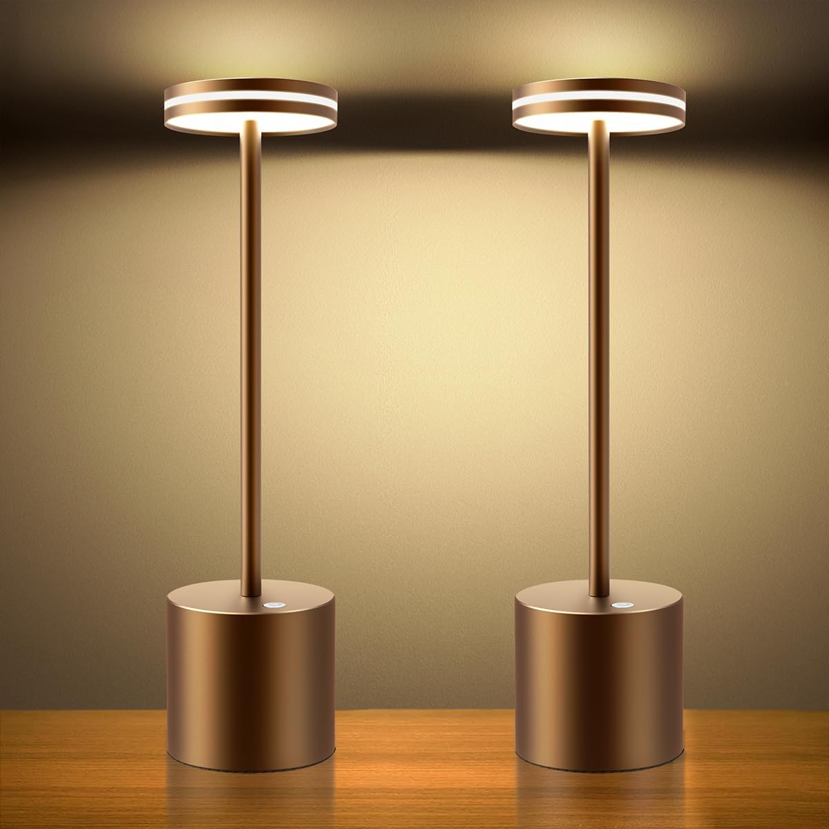 Hapfish 2 Pack Cordless Table Lamps, 5000mAh Portable Outdoor Battery Operated T...
