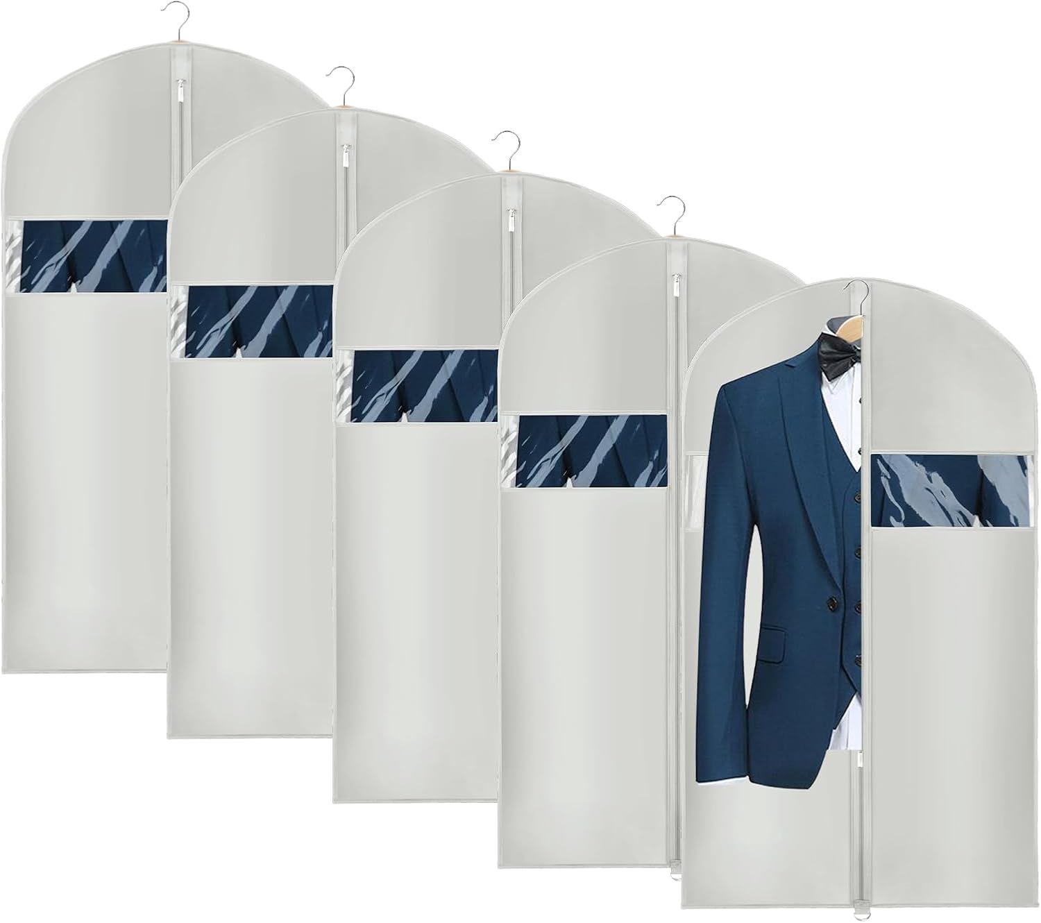 Univivi Suit Bags for Men, 43 inch Suit Covers Garment Bags(Set of 5), Washable...