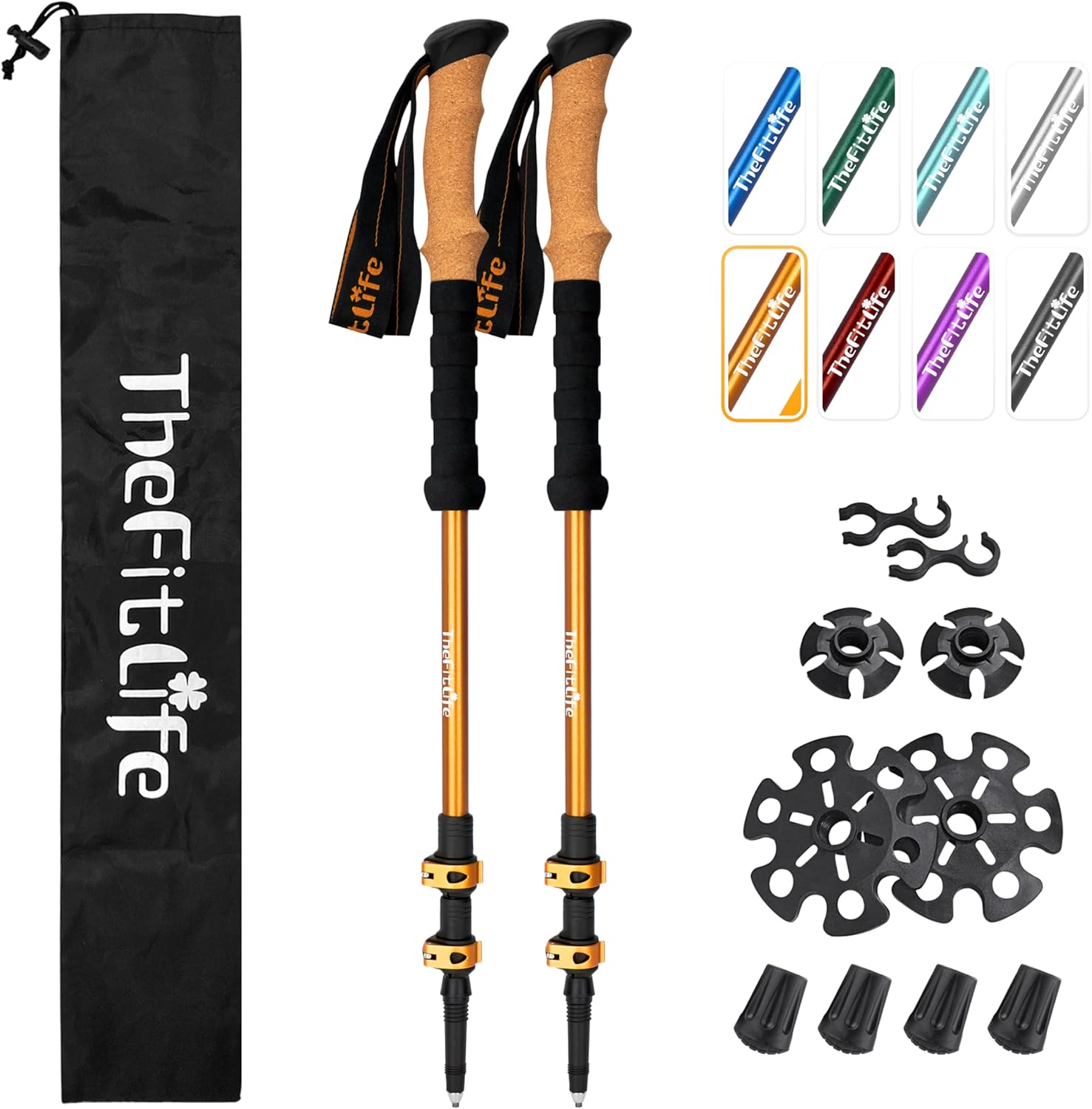 TheFitLife Trekking Poles for Hiking and Walking - Lightweight 7075 Aluminum wit...