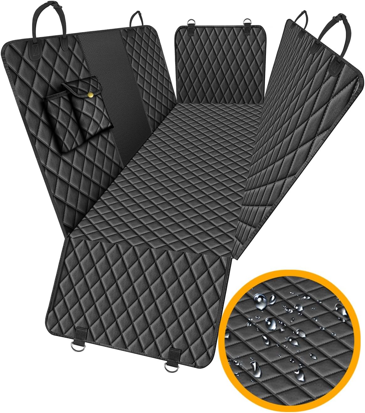 Waterproof Dog Car Seat Cover for Back Seat – Large Hammock & Door Protector wit...