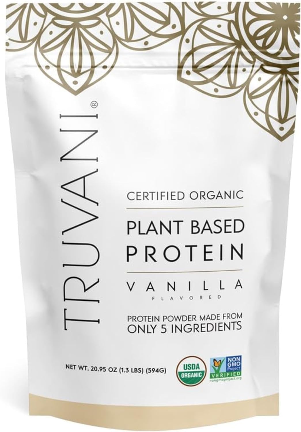 Truvani Vegan Pea Protein Powder | Vanilla | 20g Organic Plant Based Protein Per...