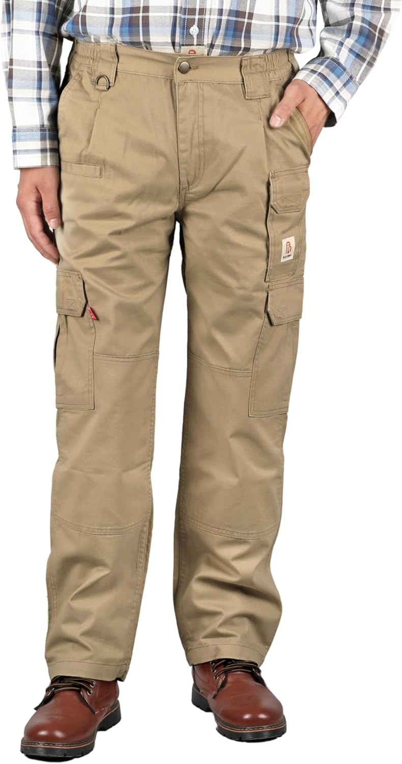 BOCOMAL FR Pants for Men Double Front Flame Resistant Cargo 10 Multi-Pockets Ela...