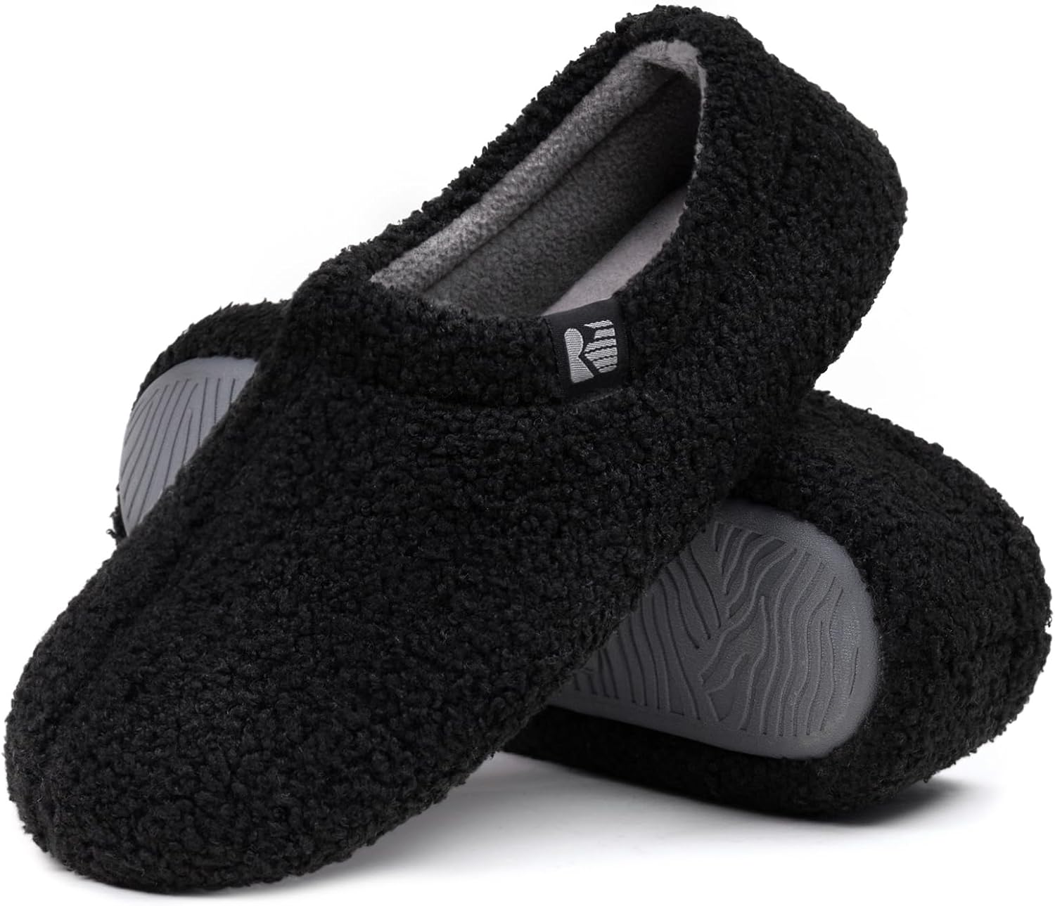RockDove Women's Teddy Fleece Closed Back Indoor Slipper 9-10 Black