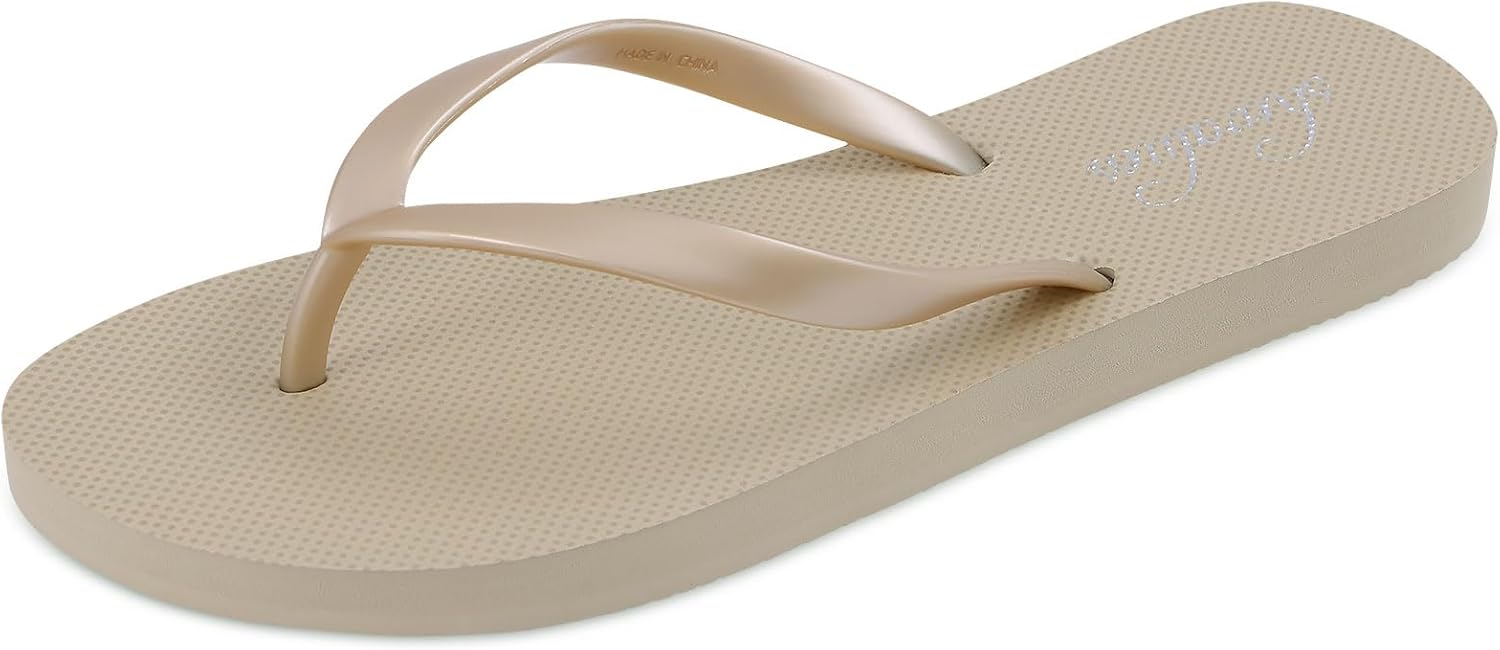 shevalues Slim Flip Flops for Women Beach Rubber Shower Shoes Basic Thong Sandal...