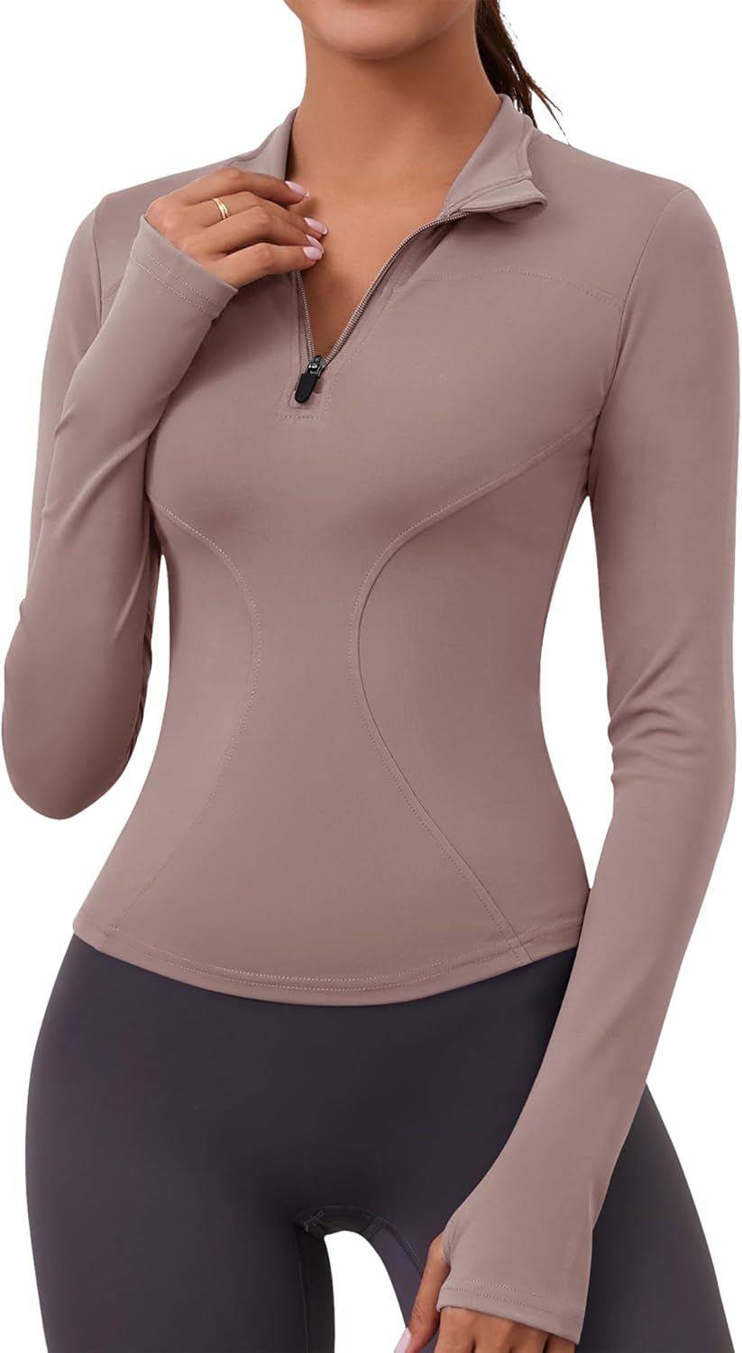 Rapbin Women's Gym Tops Long Sleeve Sports T-Shirt Workout Running Hiking Top fo...