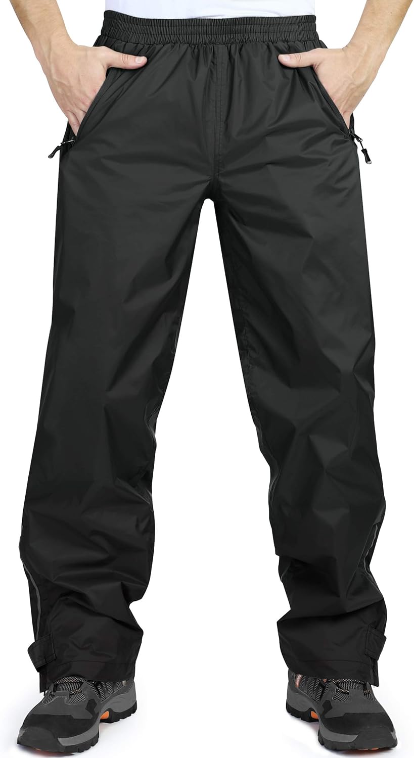 33,000ft Men's Waterproof Trousers Lightweight Breathable Rain Overtrousers with...