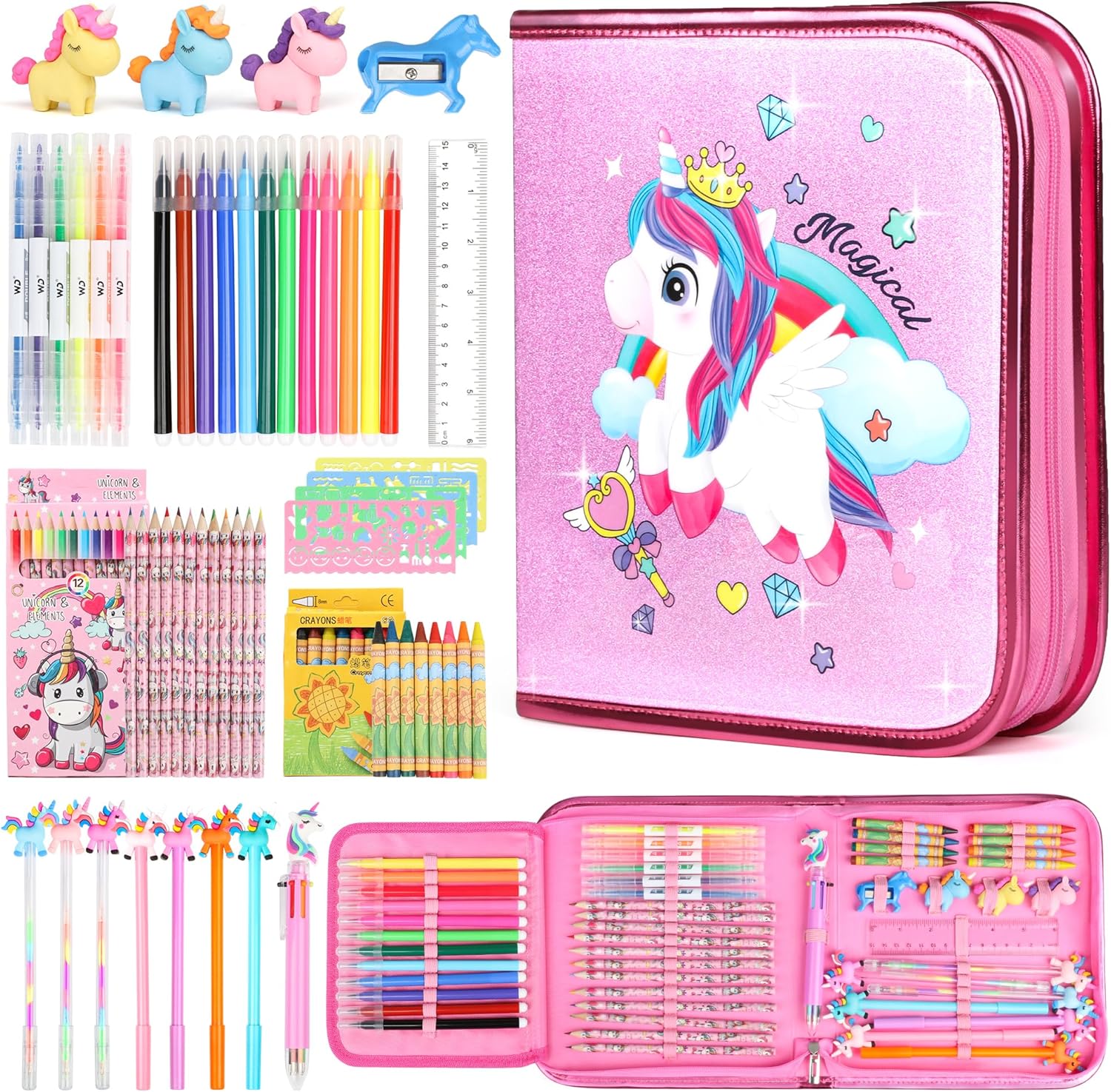 Hot Bee Colouring Pens, Unicorn Gifts for Girls 3 4 5 Year Old, Stationery Set,...