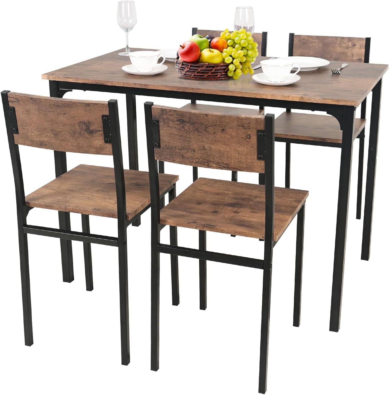 PULUOMIS Dining Table and Chairs Set 4, Breakfast Dining Table and 4 Chairs 5 Pi...