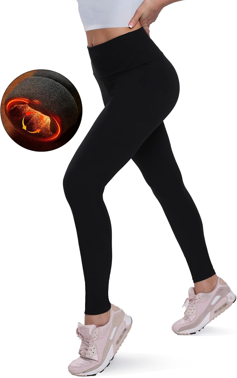 QGGQDD Fleece Lined Leggings Women - Black Tummy Control High Waisted Winter The...