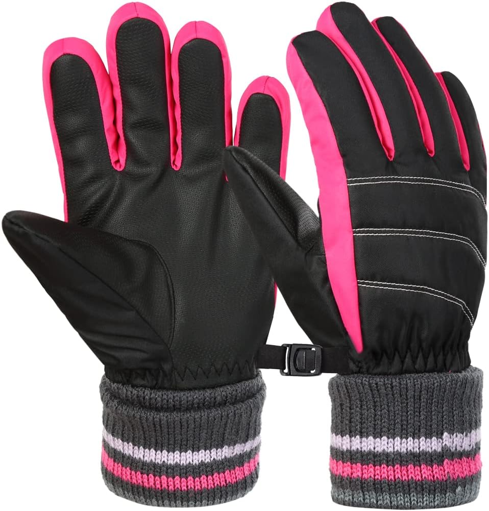 EEFOW Kids Universal Winter Ski Gloves - Waterproof Windproof Warm Fleece Lined...