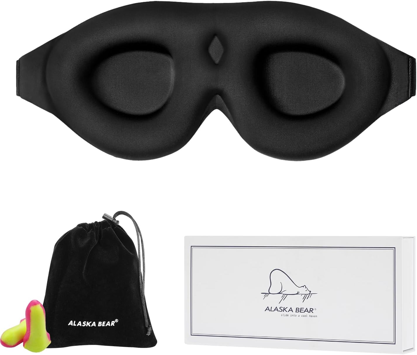 ALASKA BEAR Sleep Mask with Molded Eye Cups for Women and Men, Nose-Contoured 3D...