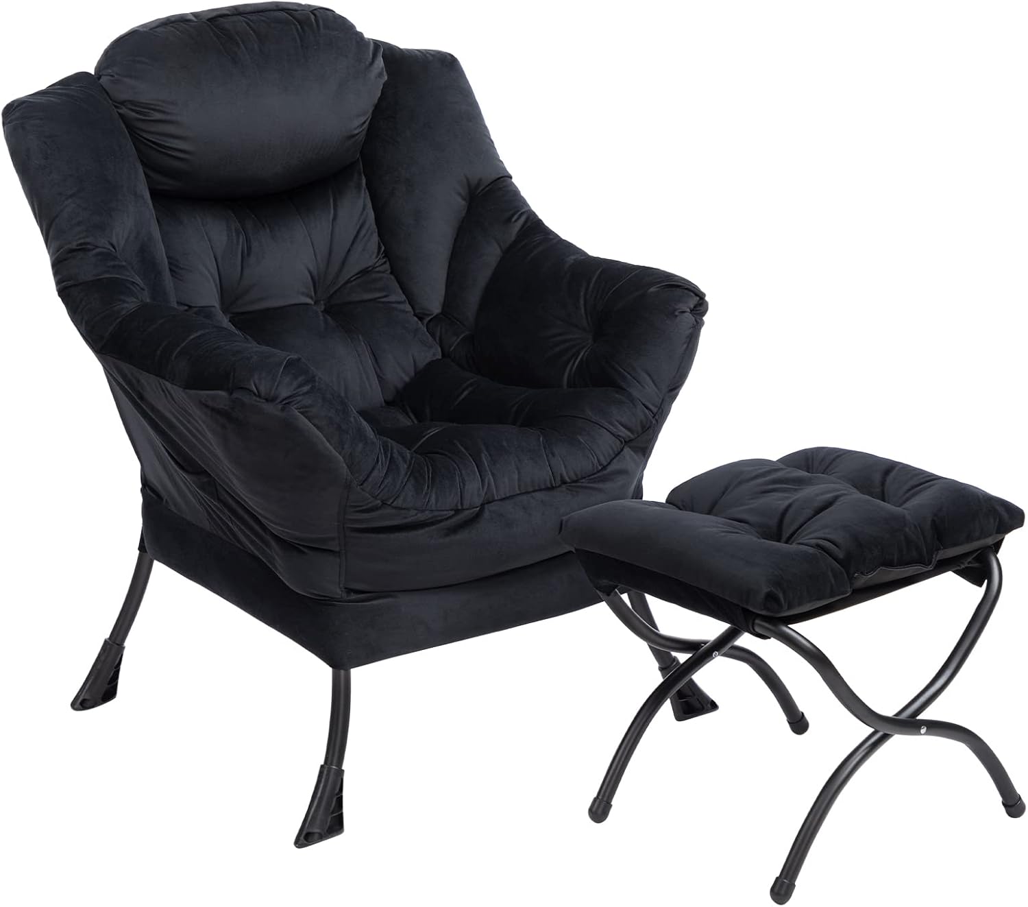 HollyHOME Armchair with Footstool Chairs for Living Room Velvet Chair Comfy Chai...