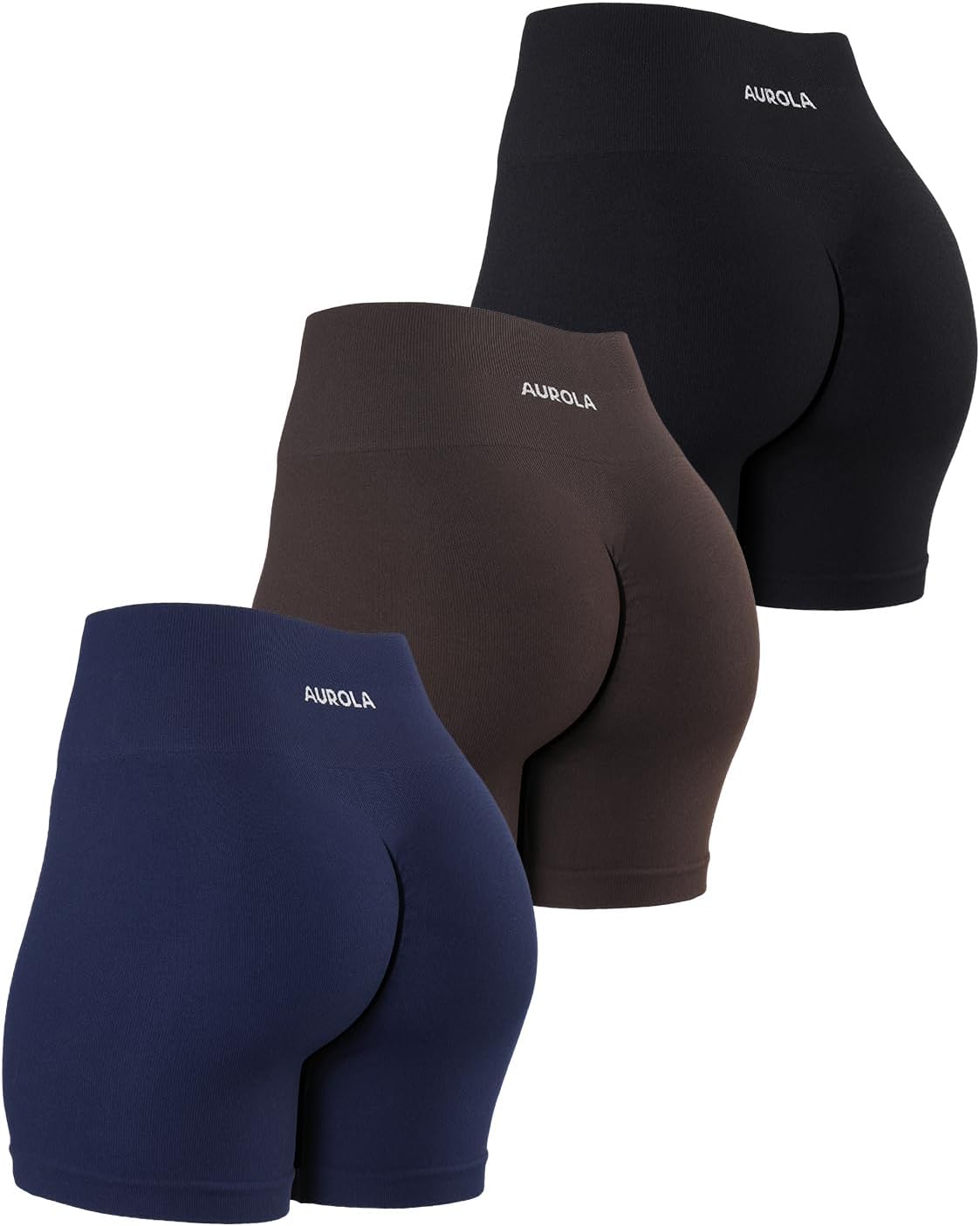 AUROLA Power Workout Shorts for Women Tummy Control Squat Proof Ribbed Thick Sea...