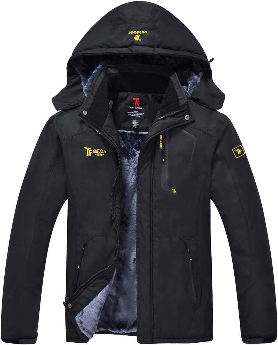 donhobo Men's Fleece Jacket Winter Waterproof Warm Ski Jackets Windproof Coat wi...