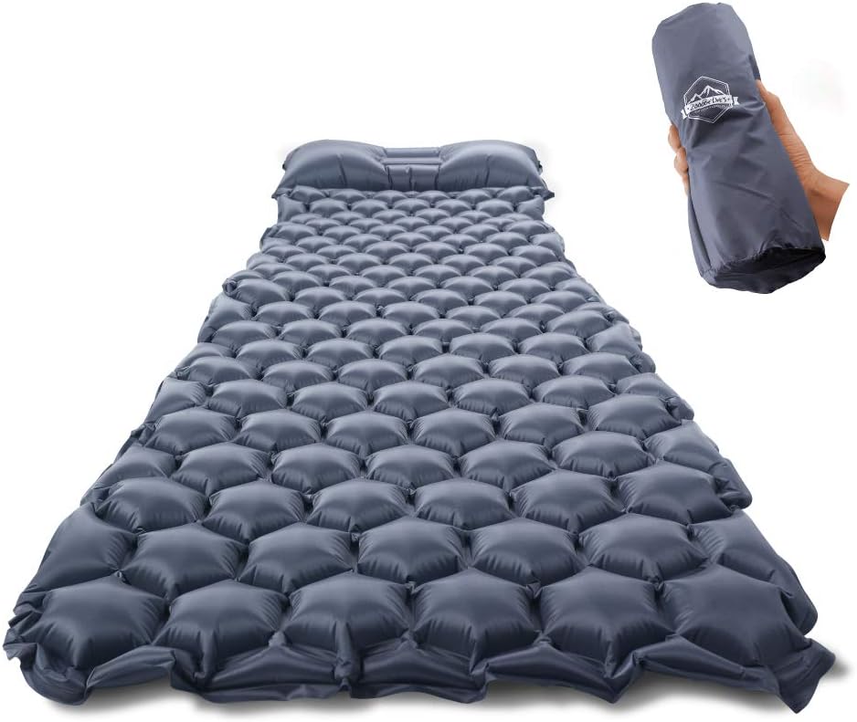 ZOOOBELIVES Ultralight Sleeping Pad with Built-in Pillow, Inflatable Camping Mat...