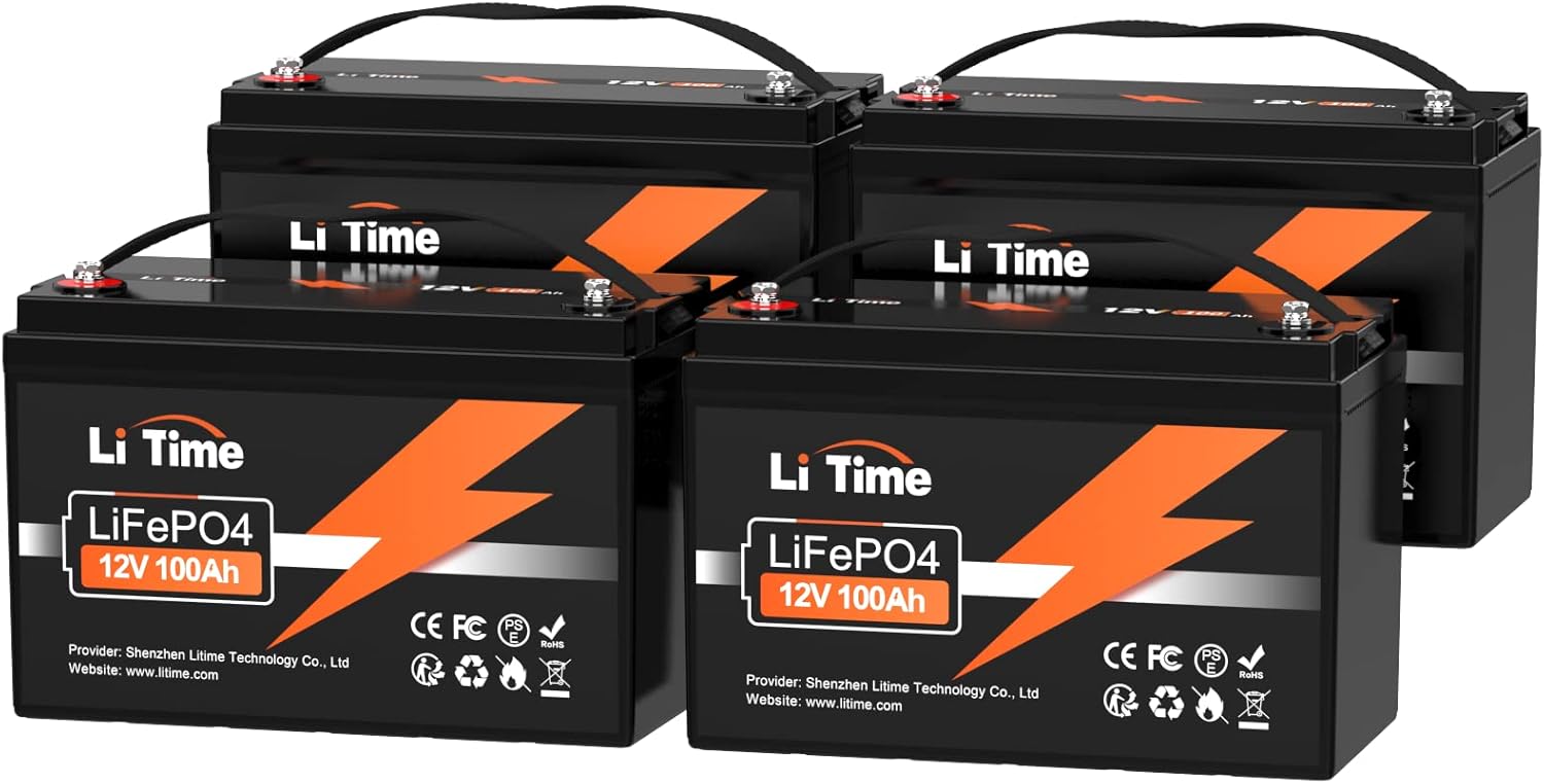 LiTime 12V 100Ah LiFePO4 Battery BCI Group 31 Lithium Battery Built-in 100A BMS,...