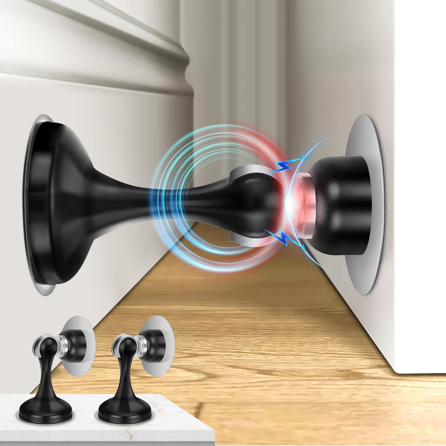 Crosize Magnetic Door Stoppers 2 Pack, Stainless Steel Door Stops for Wall and F...