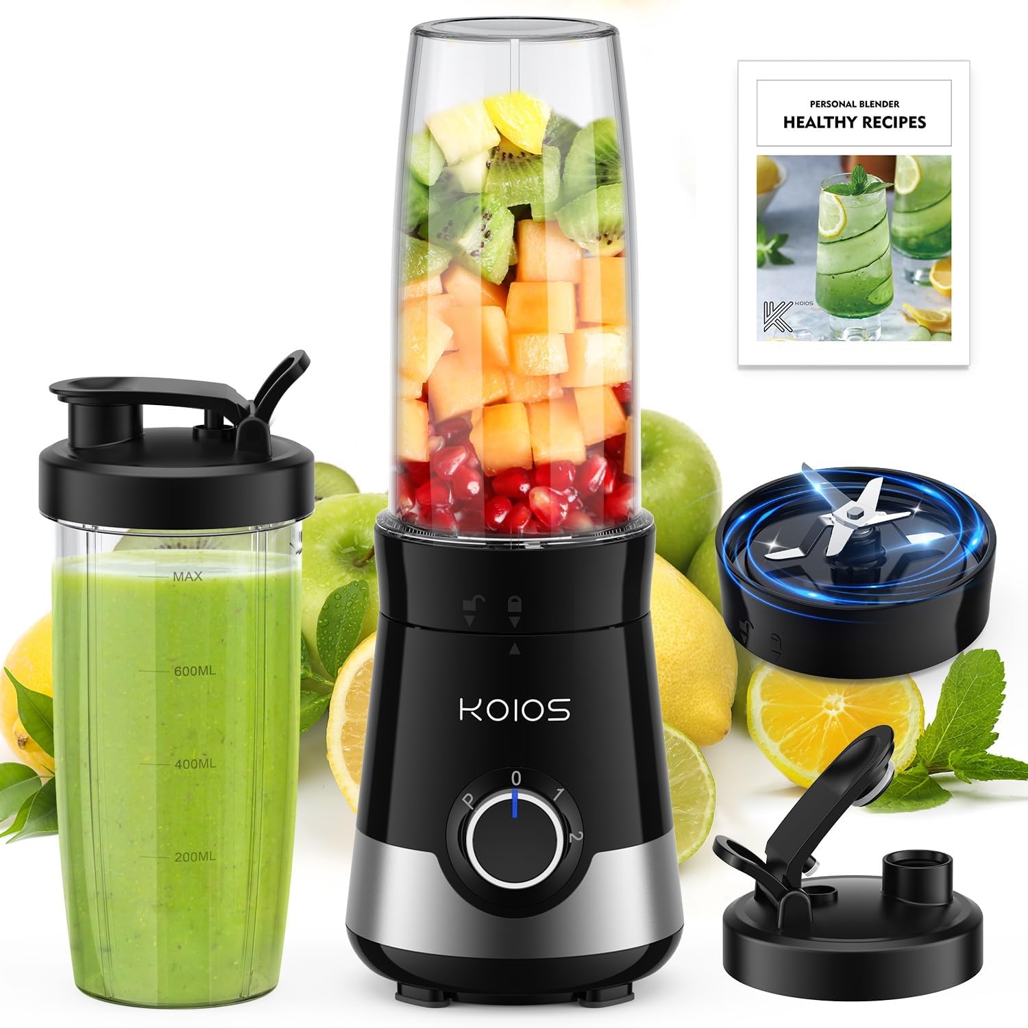 KOIOS Smoothie Blender, 900W Blenders for Kitchen with 27oz No-BPA Portable Bott...