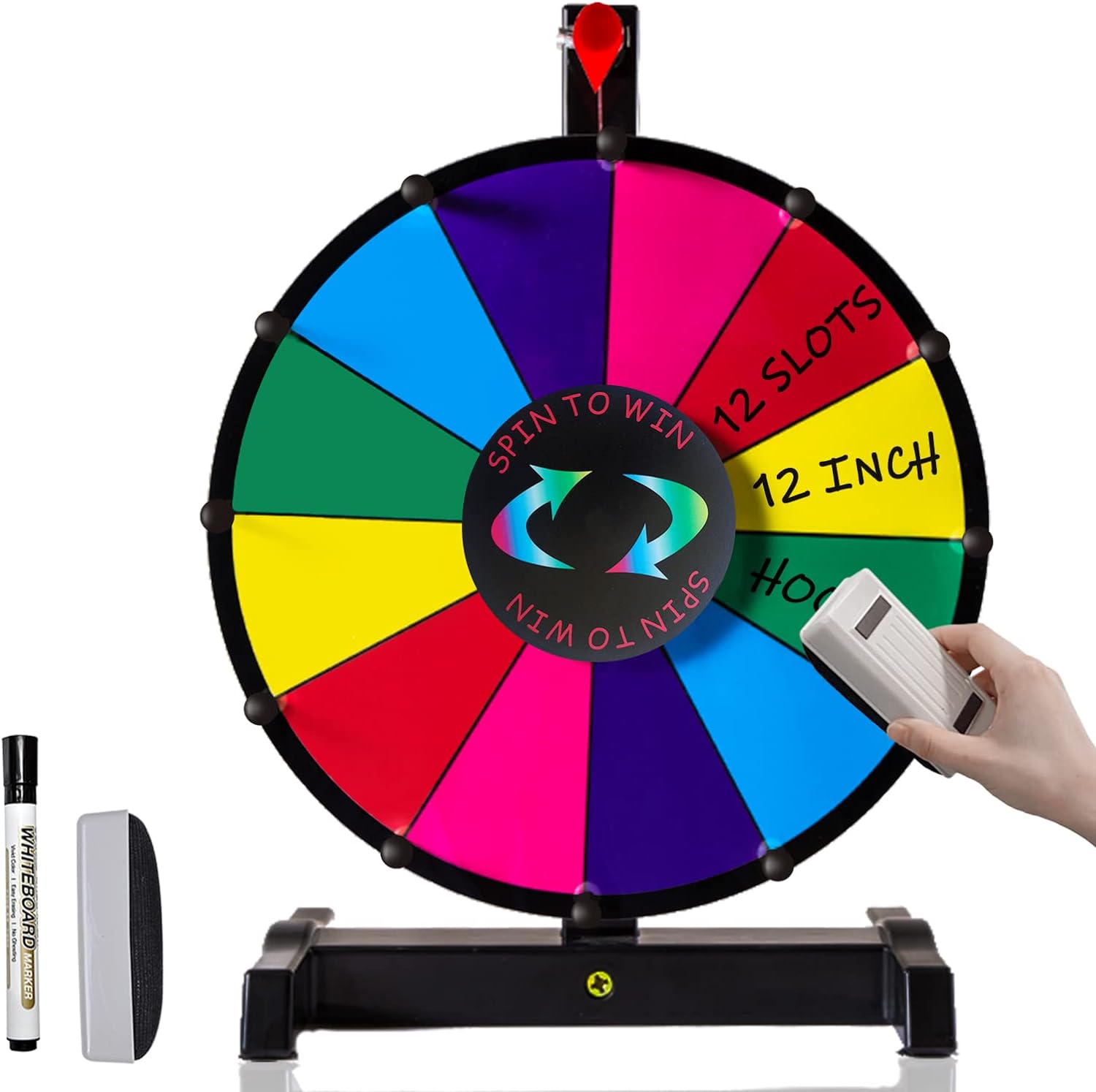 12" Tabletop Spinning Prize Wheel 12 Slots Heavy Duty Editable Spinning Wheel wi...