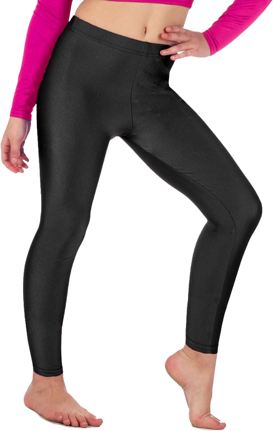 Re Tech UK - Girls' Shiny Stretchy Dance & Gymnastics Leggings – Footless - Elas...