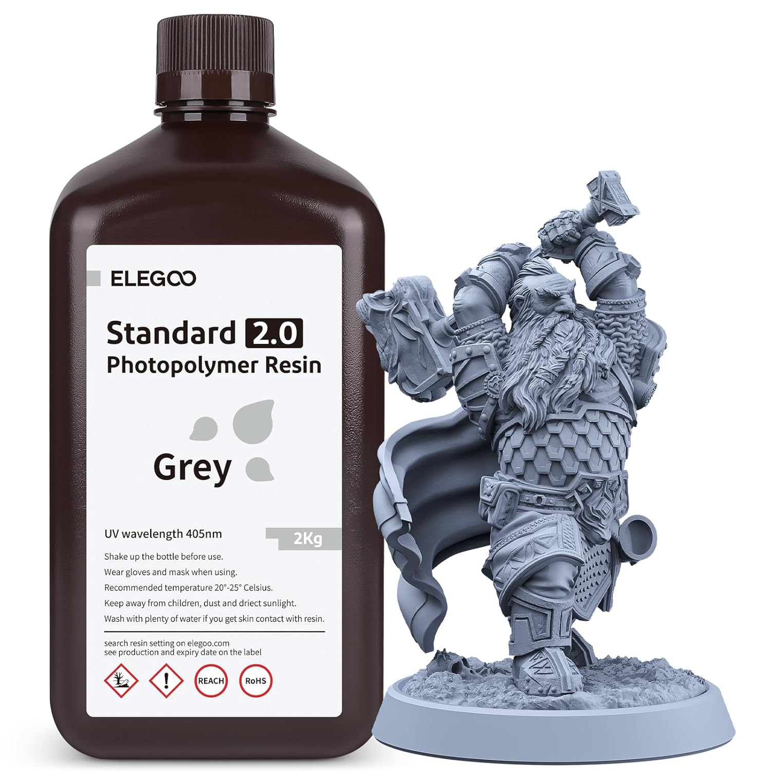 ELEGOO Standard 3D Printer Resin 2.0, Photopolymer 405nm UV Curing Resin for LCD...