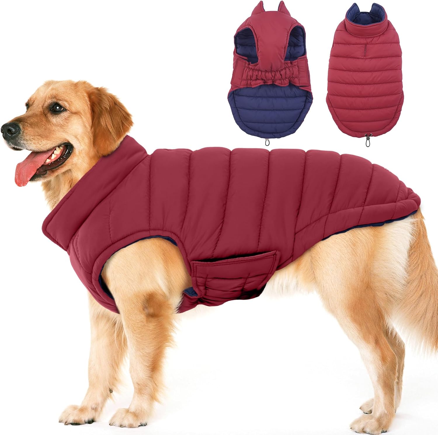 Lelepet Dog Coat, Reversible Dog Winter Coat for Small Medium Large Dogs, Warm D...