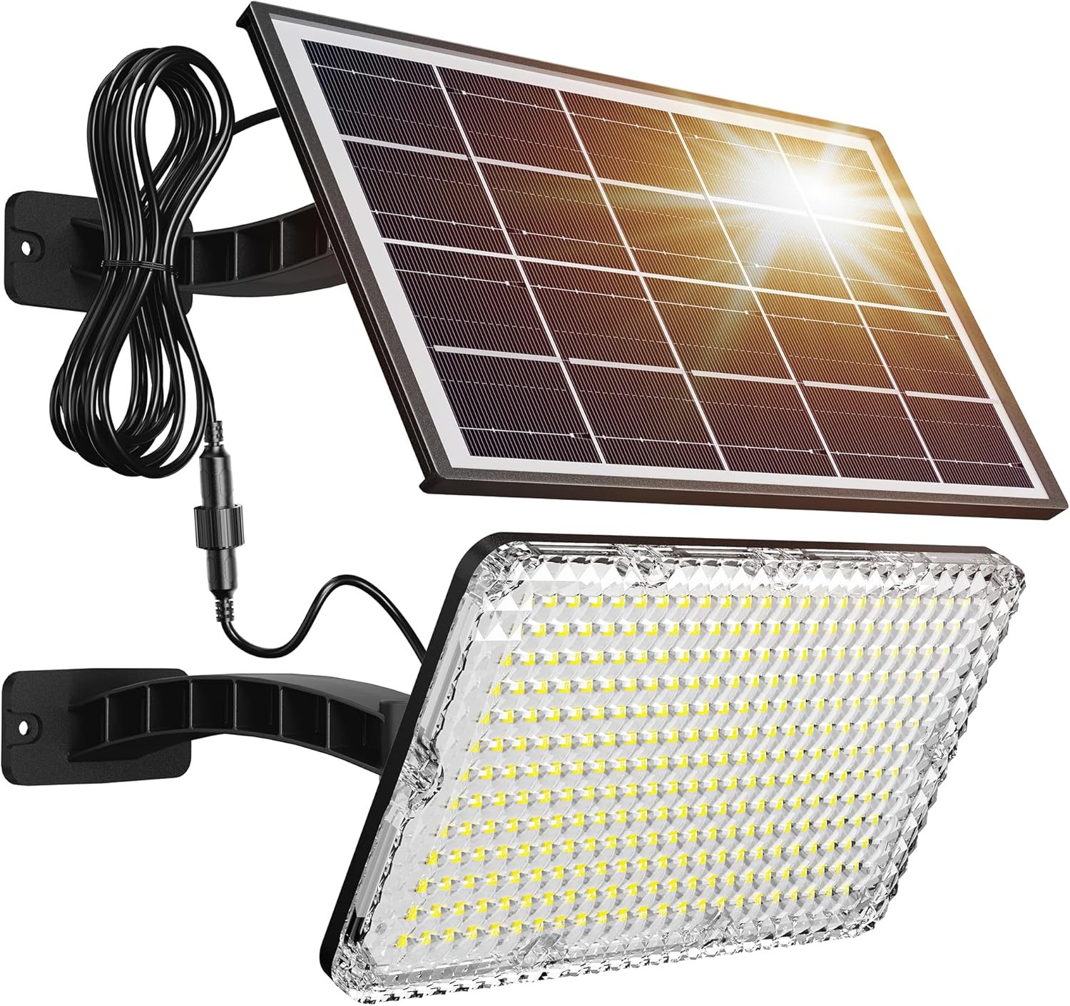 JACKYLED 1000 Lumens 299 LED Solar Lights Outdoor Bright Solar Dusk to Dawn Ligh...