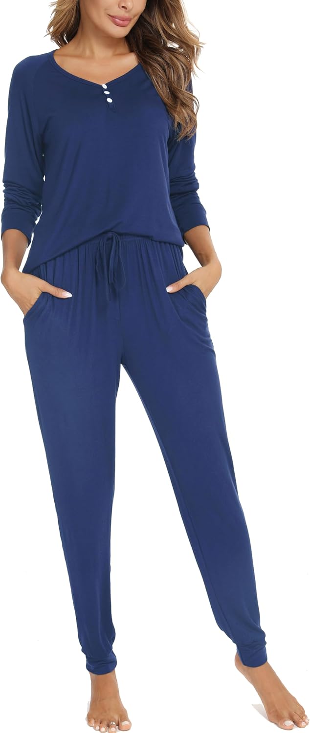 Vlazom Women Pyjamas Set Soft Two Piece Pj's Sets Tops and Plaid Pants Sleepwear...