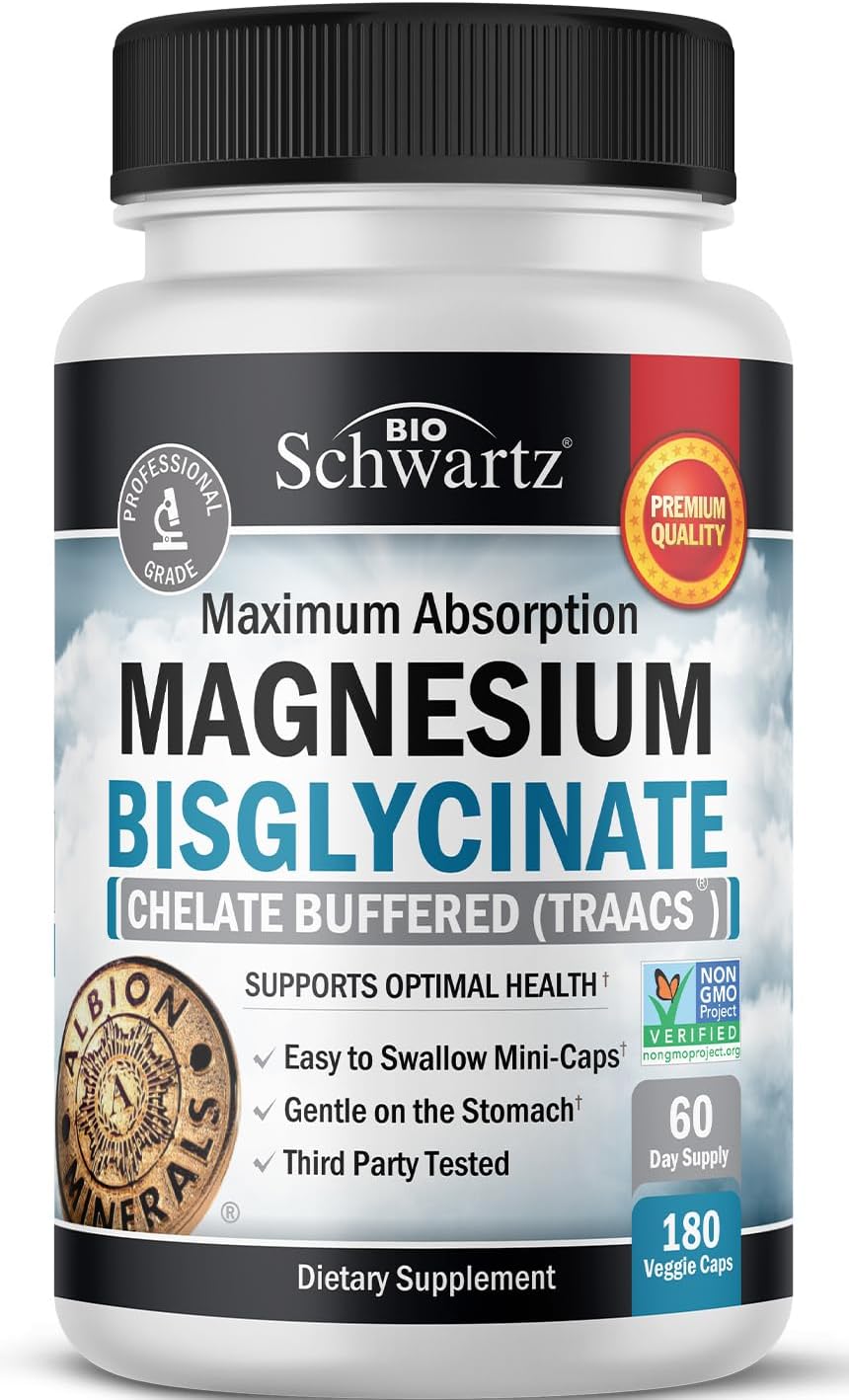 Magnesium Bisglycinate 100% Chelate No-Laxative Effect - Maximum Absorption Magn...