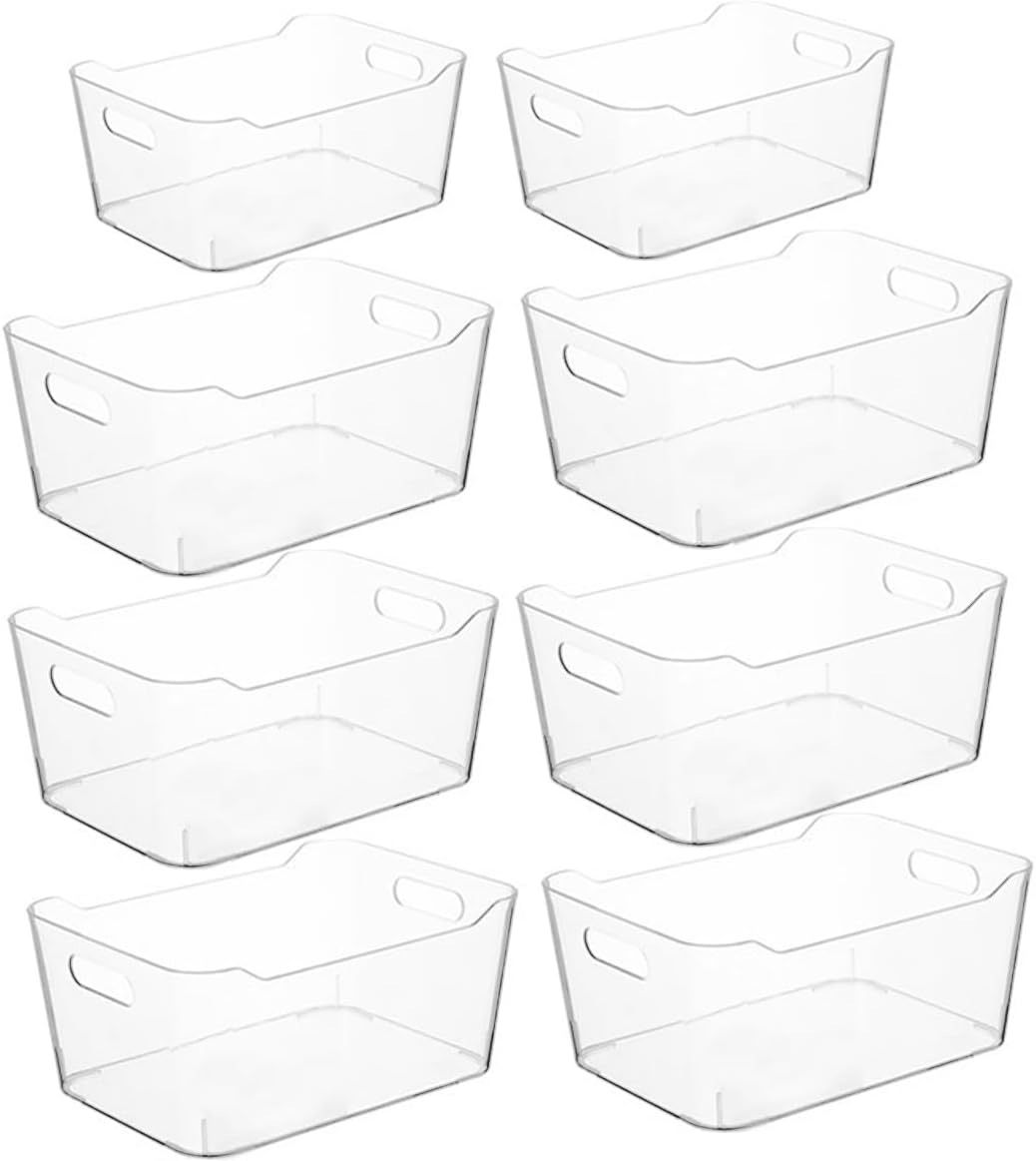 8PCS Clear Plastic Organiser Storage Versatile Kitchen Organiser Tray for Desk,...