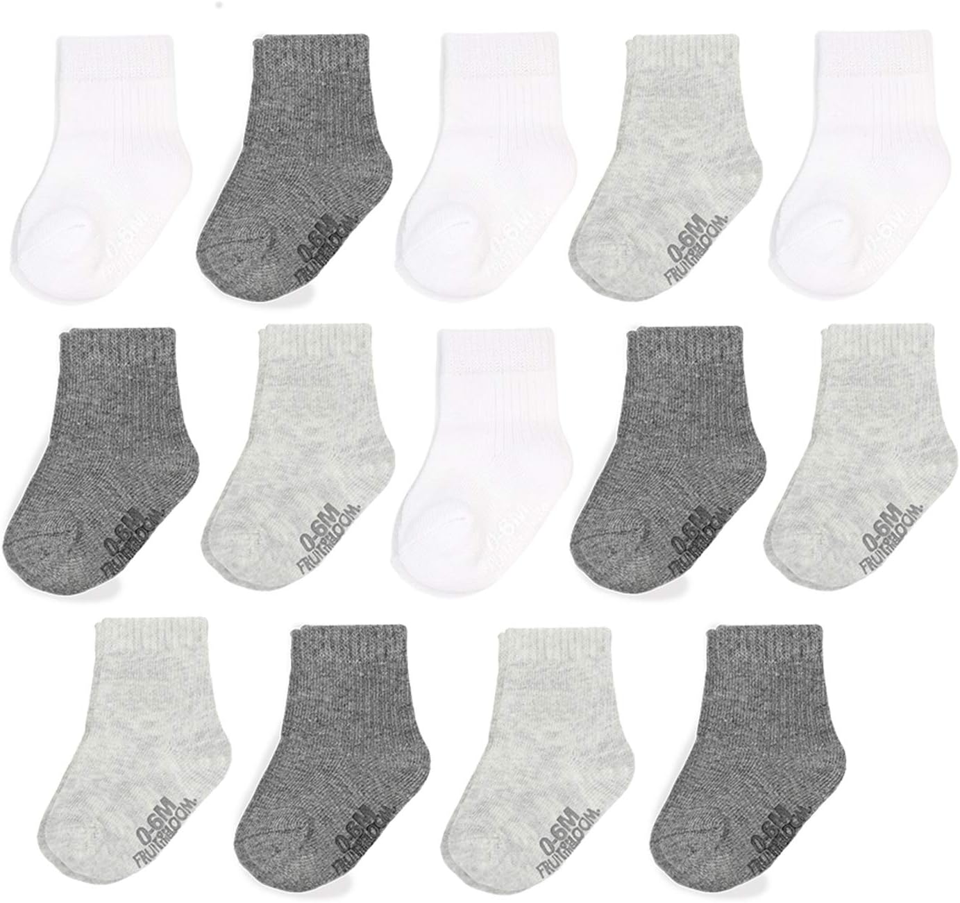 Fruit of the Loom Baby 14-Pack Grow & Fit Flex Zones Cotton Stretch Socks - Unis...