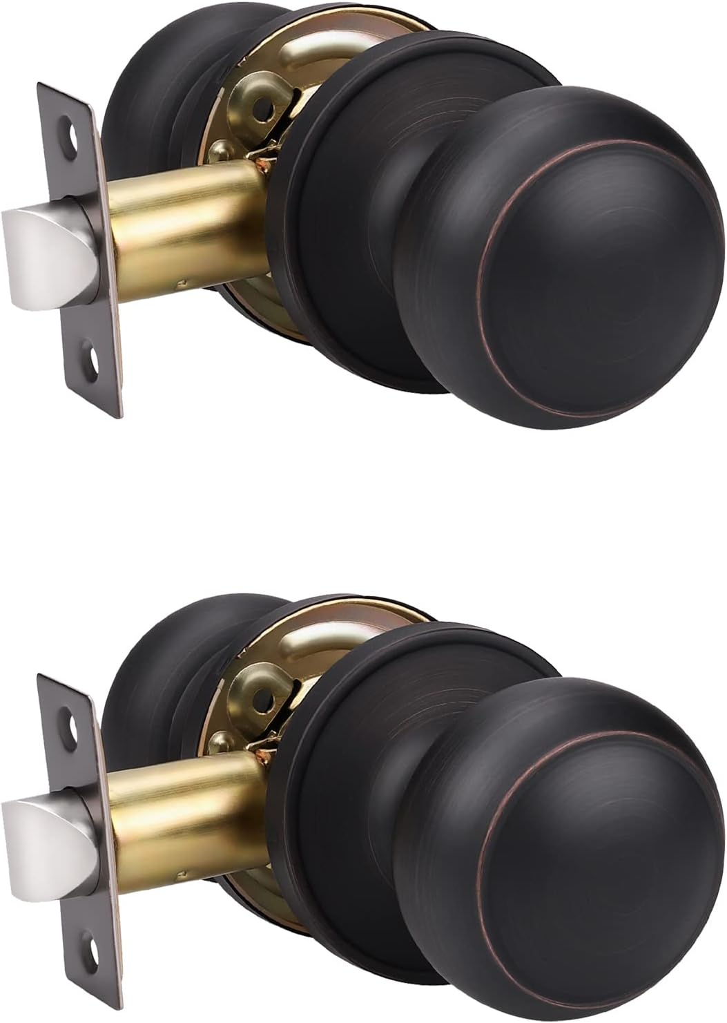 KNOBWELL 2 Pack Oil Rubbed Bronze Indoor Door Knobs, Classic Passage Door Knob S...