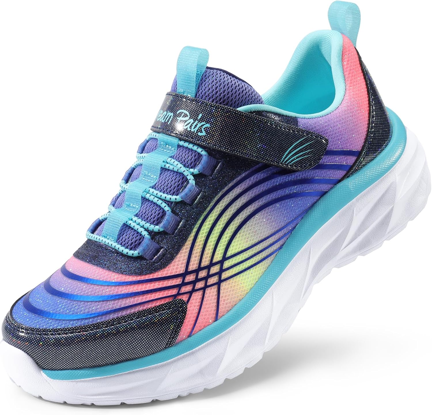 DREAM PAIRS Girls Shoes Sneakers Kids Tennis Shoes Sparkle ColorBurst Lightweigh...