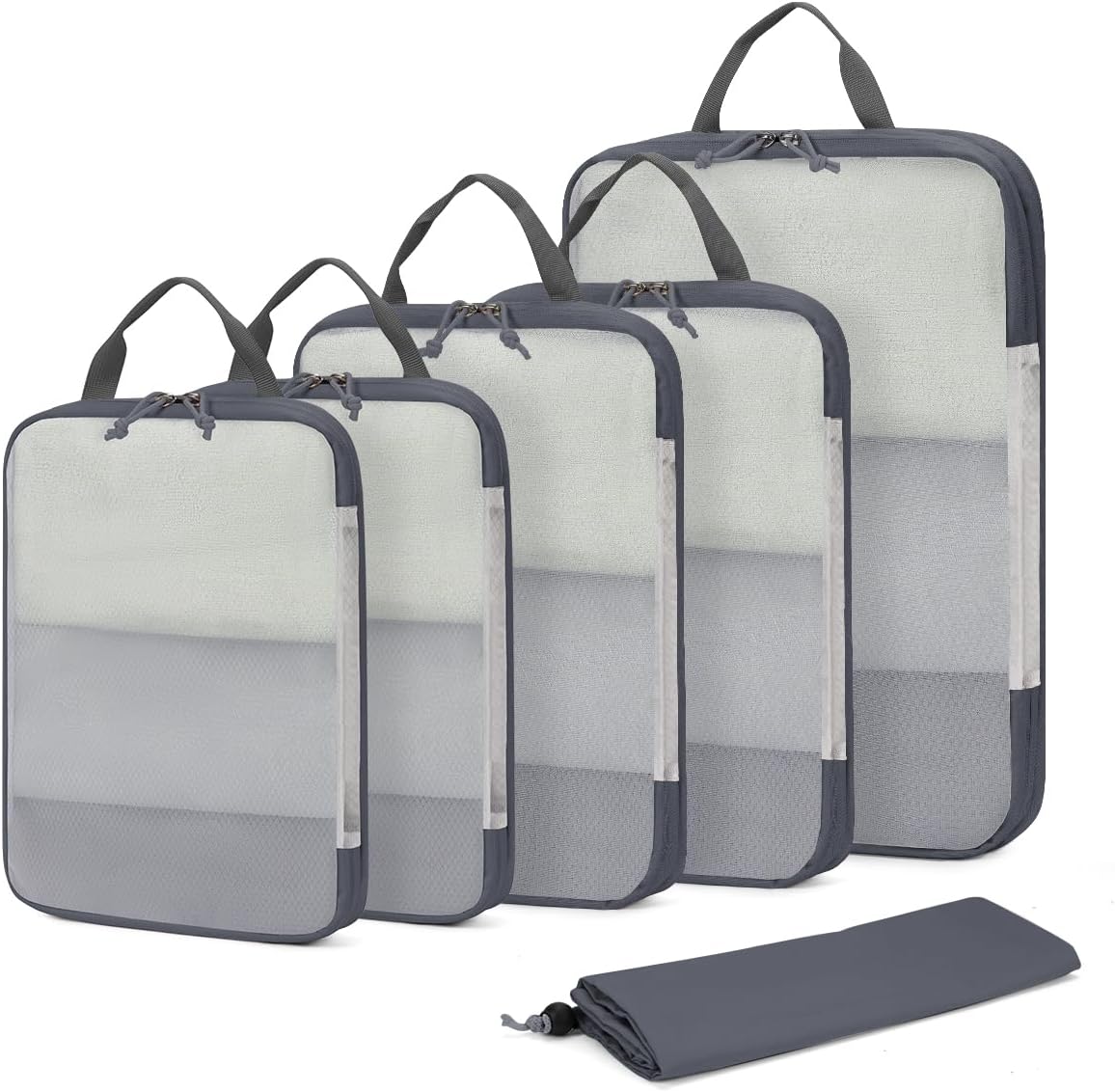 ECOHUB 6pcs Compression Packing Cubes Set for Backpack Suitcases, Expandable Tra...