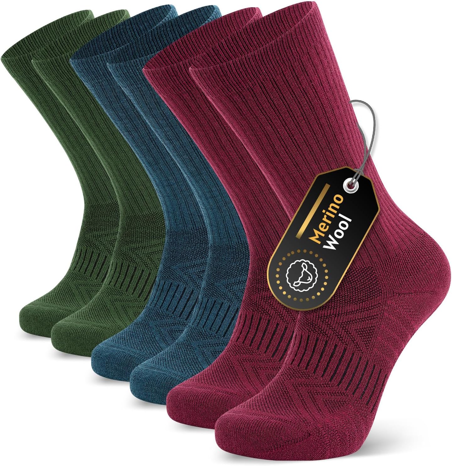 RUIXUE Mens Walking Socks, Merino Wool Hiking Socks for Men Women, Breathable Mo...