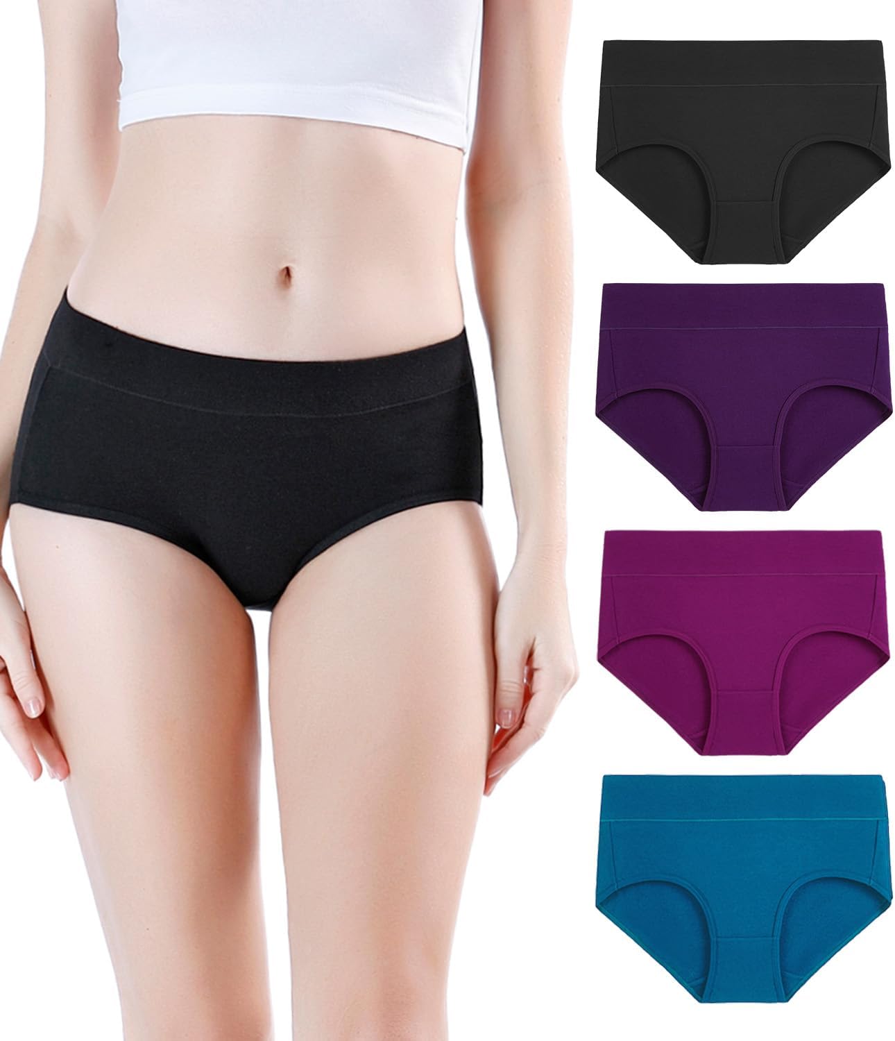 wirarpa Women's Underwear Cotton Mid Waisted Ladies Panties Full Coverage Briefs...