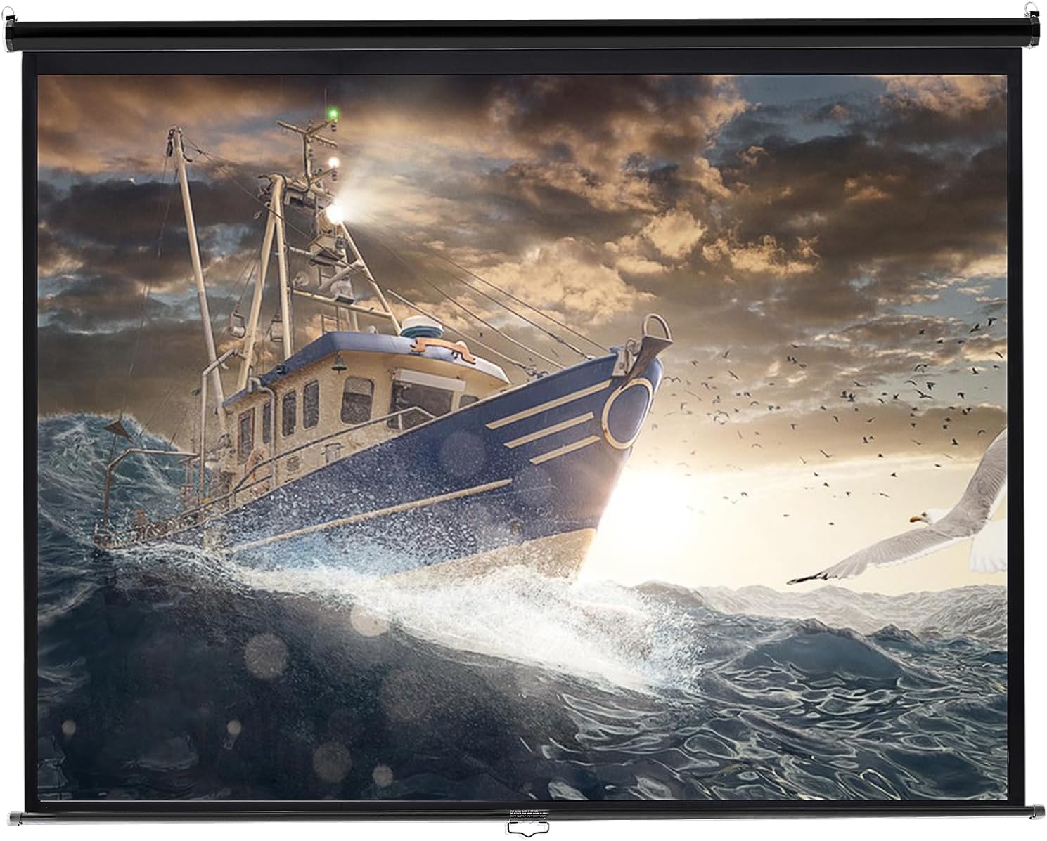 INMOZATA Pull Down Projector Screen 72" Wall & Ceiling Mounted HD Projection Scr...