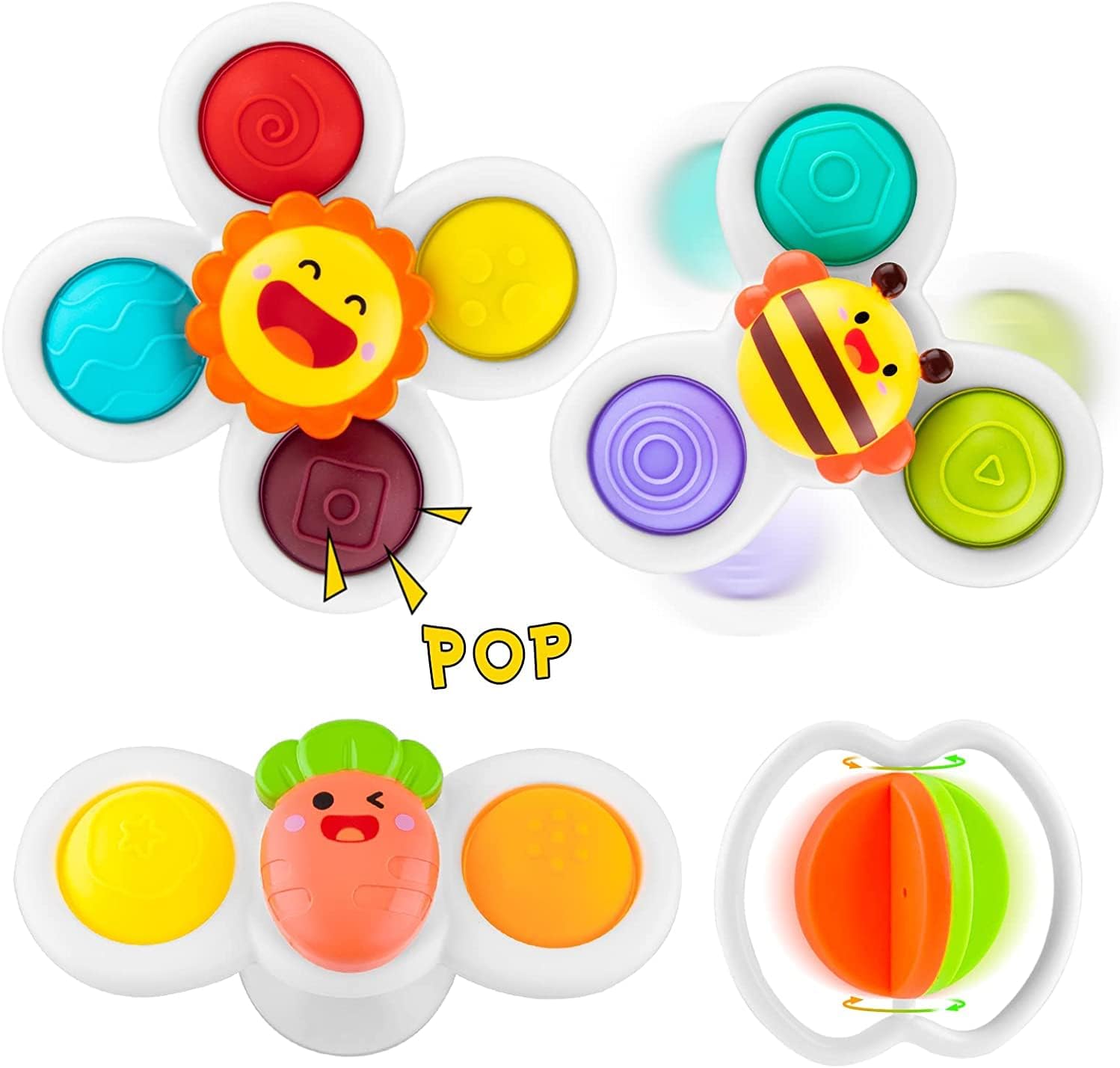 PROACC Suction Cup Spinner Toys, Baby Bath Toys with Suction Cup Silicone Flippi...