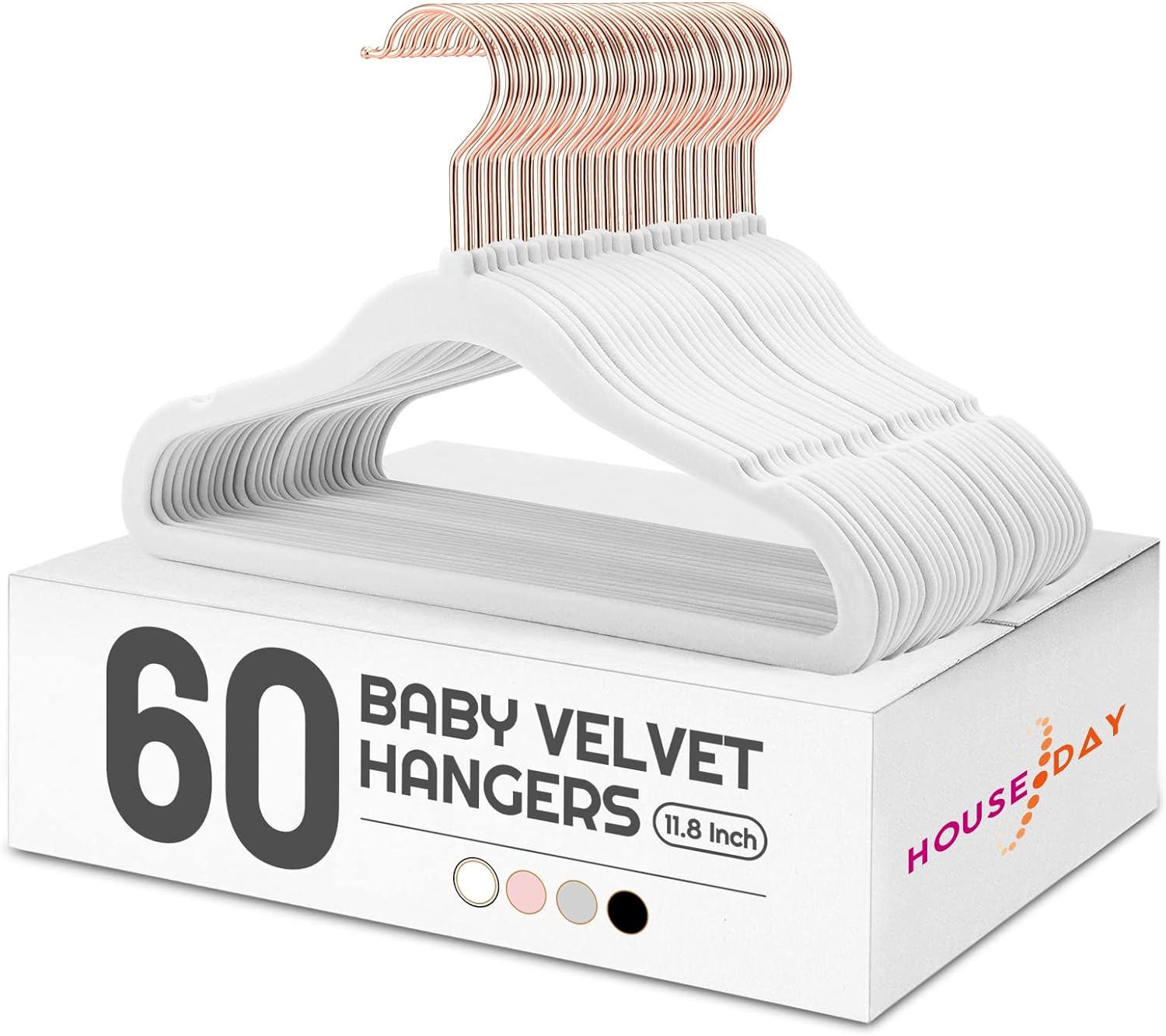 HOUSE DAY Velvet Baby Hangers for Closet, Kids Hangers Velvet 60 Pack, Non Slip...