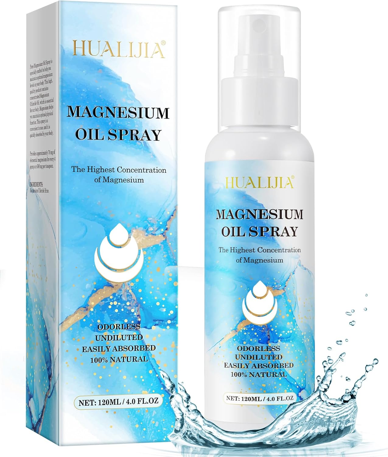 Pure Magnesium Oil Spray, 100% Natural Topical Magnesium Spray for Feet, Magnesi...