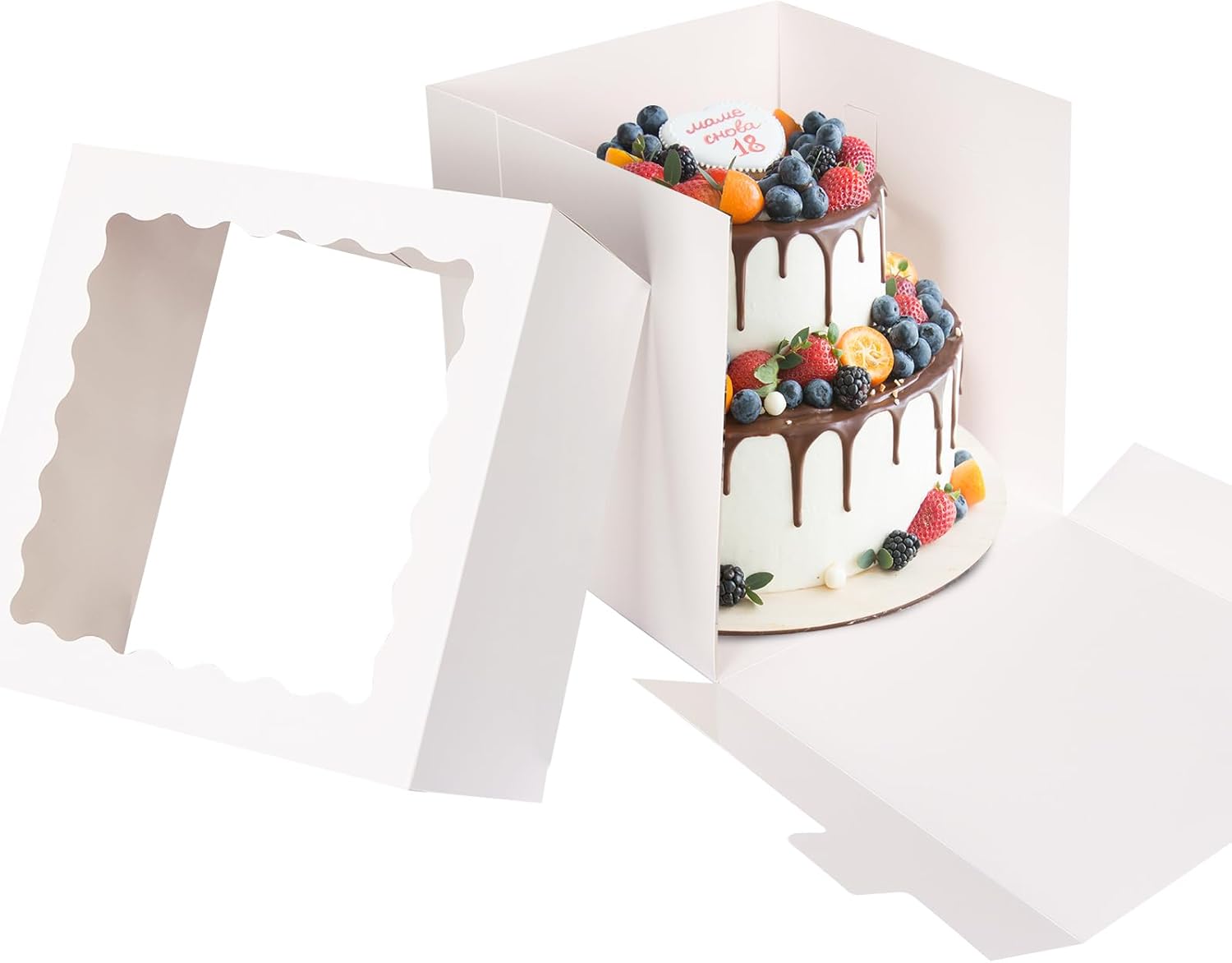 Moretoes 16 Pack Cake Boxes, 12x12x12 Inch Cake Boxes with Window for Tier Cakes...