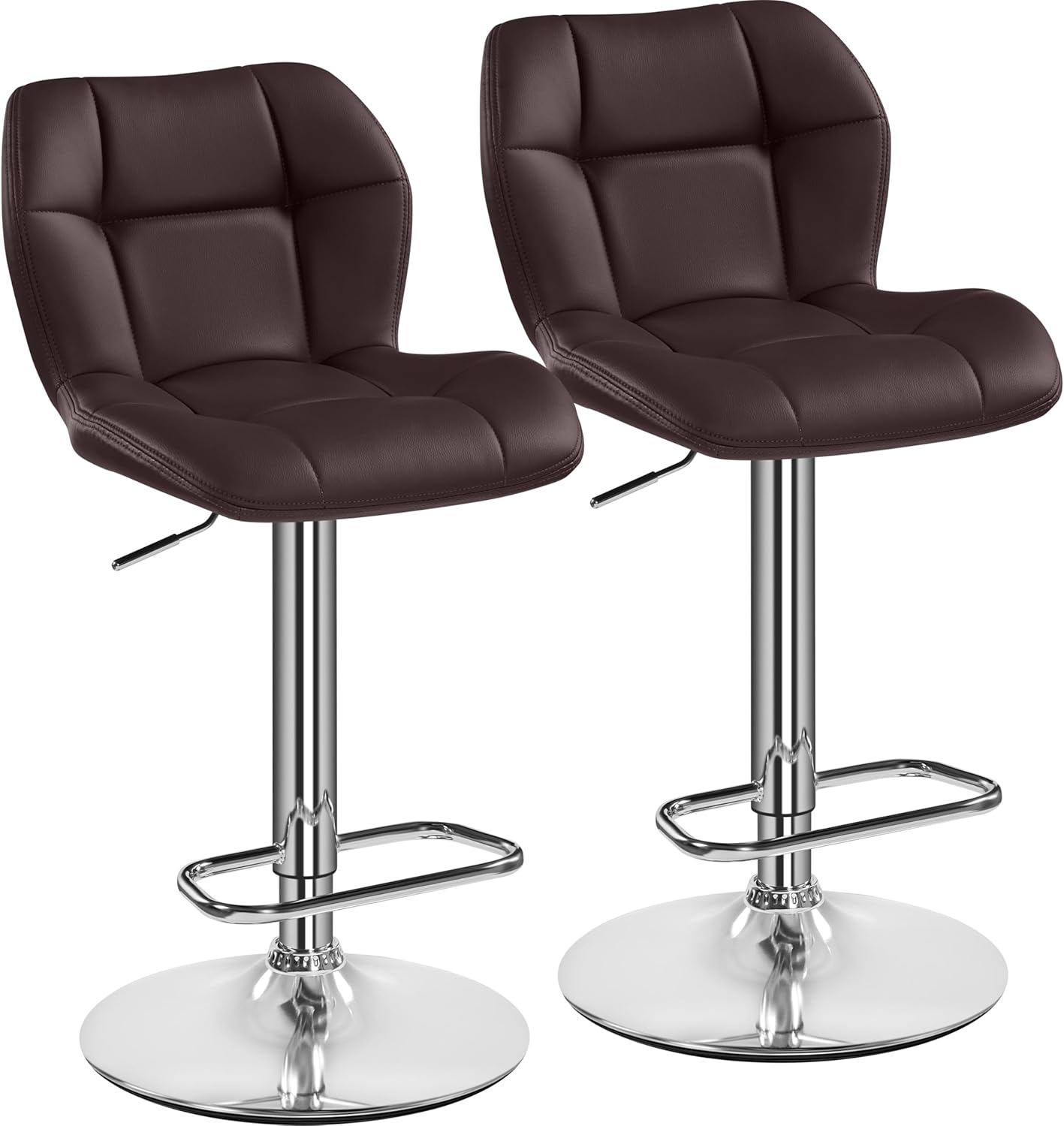 Yaheetech Barstools, PU Leather Bar Stools Set of 2, Swivel Height Adjustable Ba...