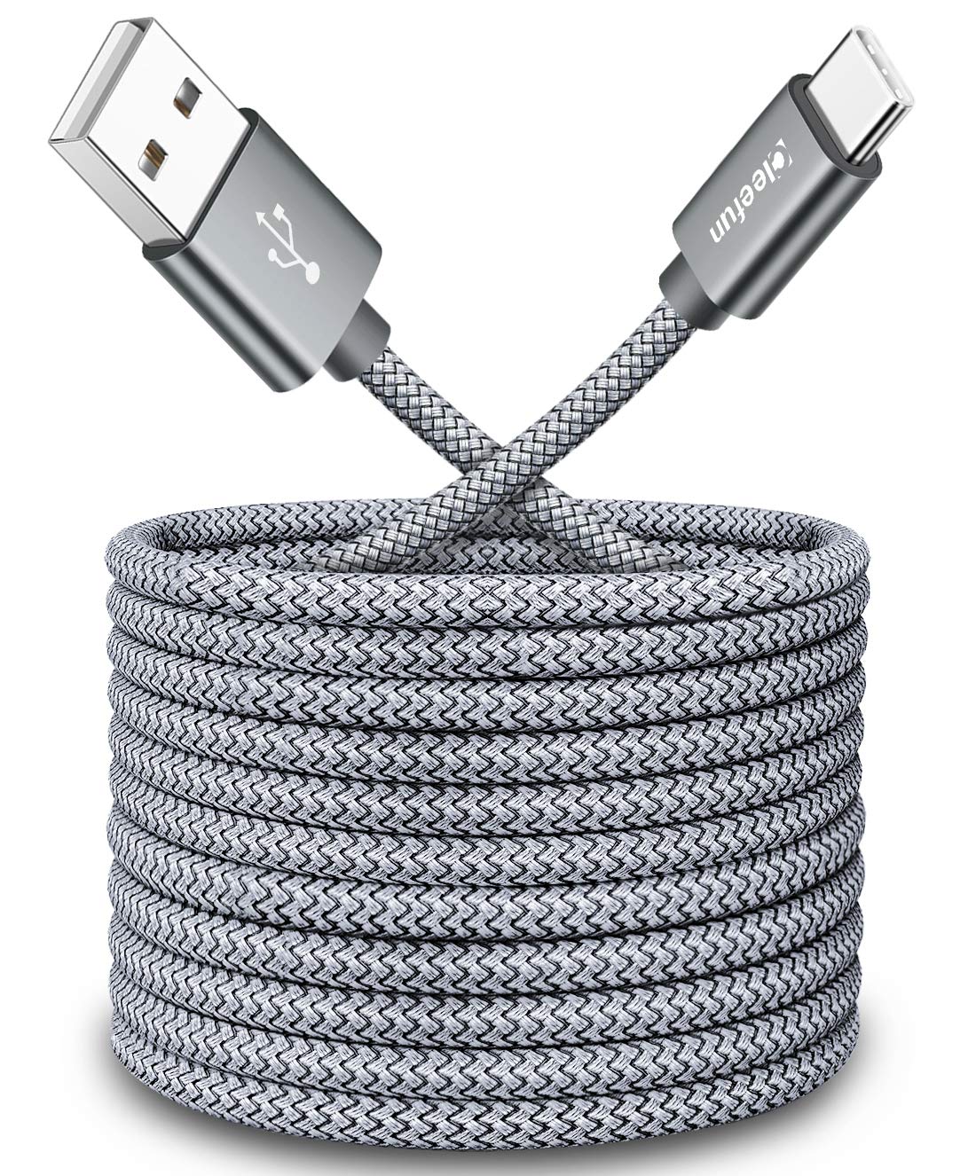 CLEEFUN Long USB-C to USB-A 2.0 Fast Charger Cable 3 M, Nylon Bradied Type C Fas...