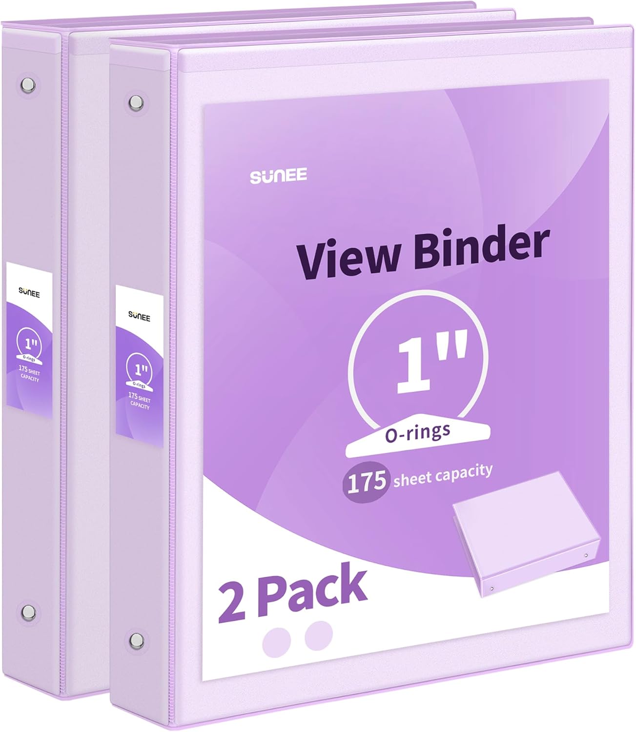 SUNEE 3 Ring Binder 1 Inch 2 Pack, Clear View Binder Three Ring PVC-Free (Fit 8....