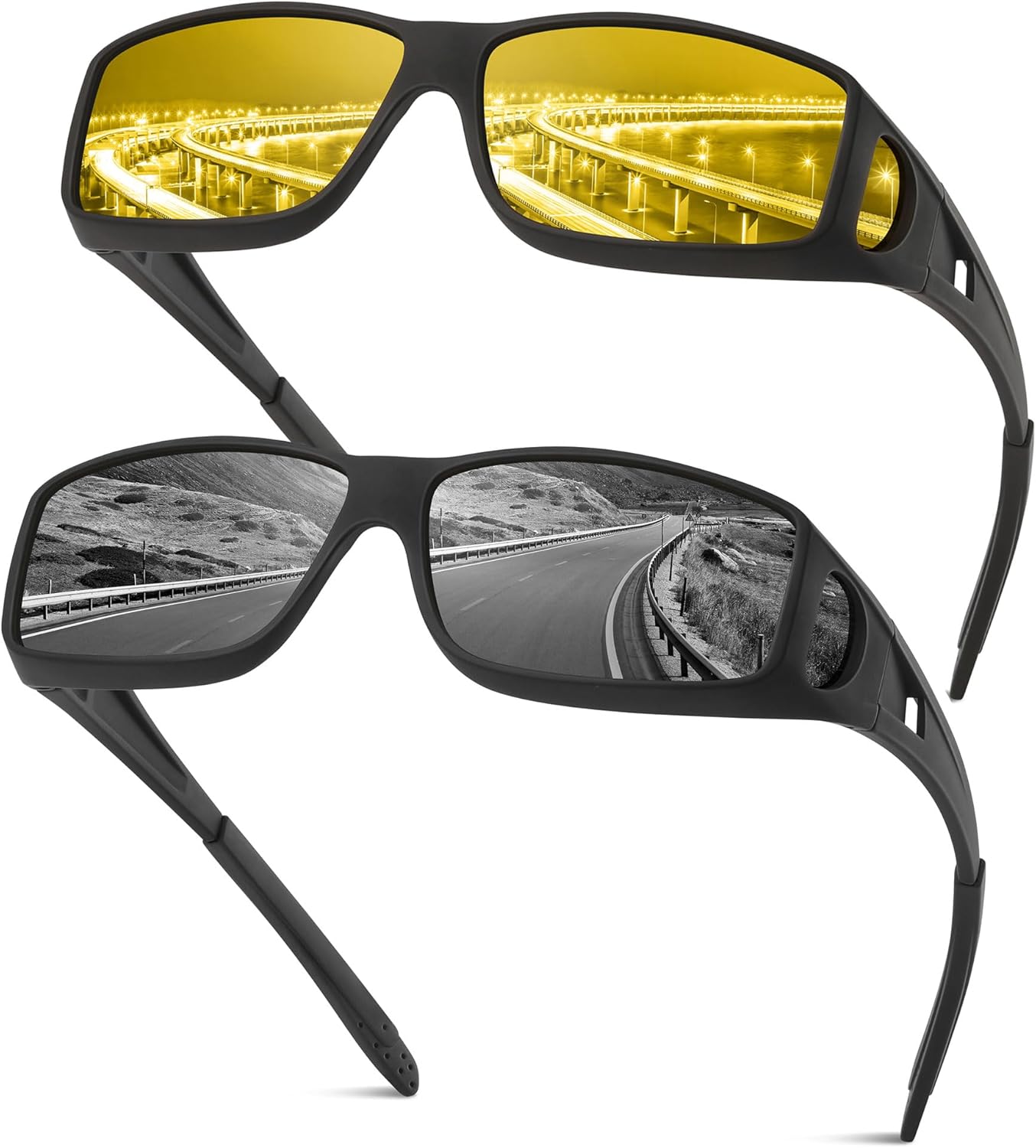 Night Driving Glasses for Men Women, Night Vision Glasses Fit Over Glasses Sungl...